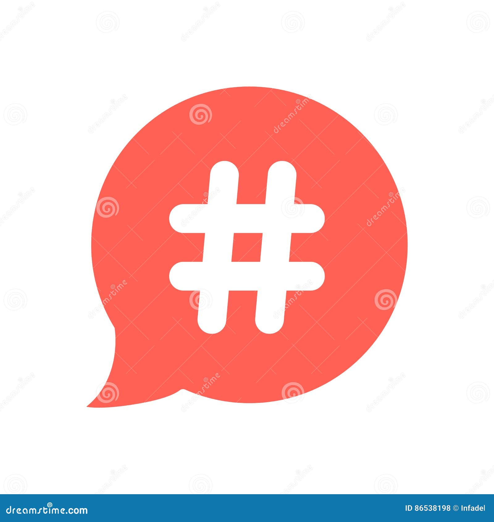 white hashtag icon in red speech bubble