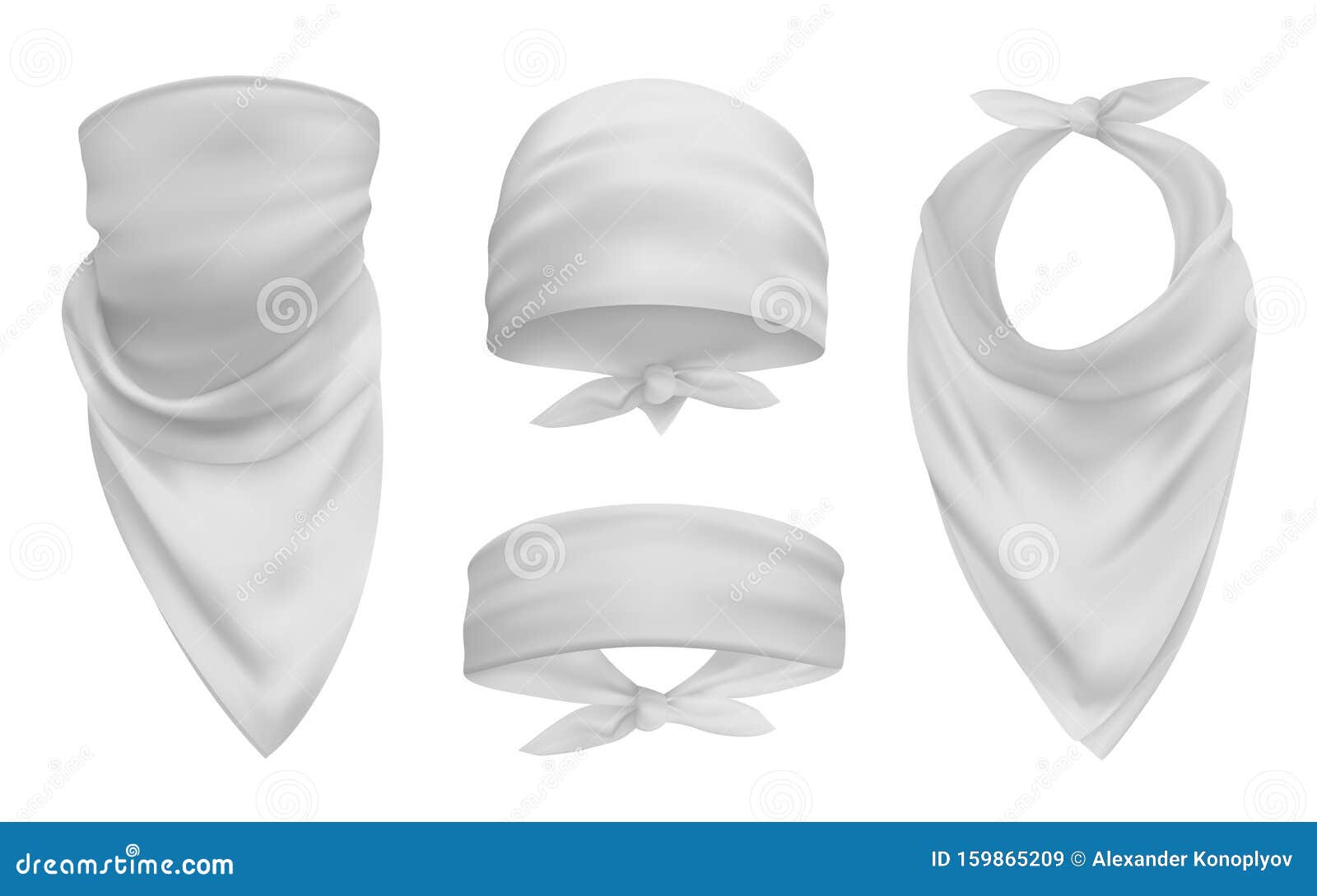 white head bandana realistic 3d accessory s set