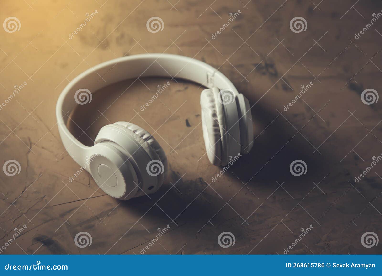 White Headphones on Abstract Background Stock Photo Image of audio