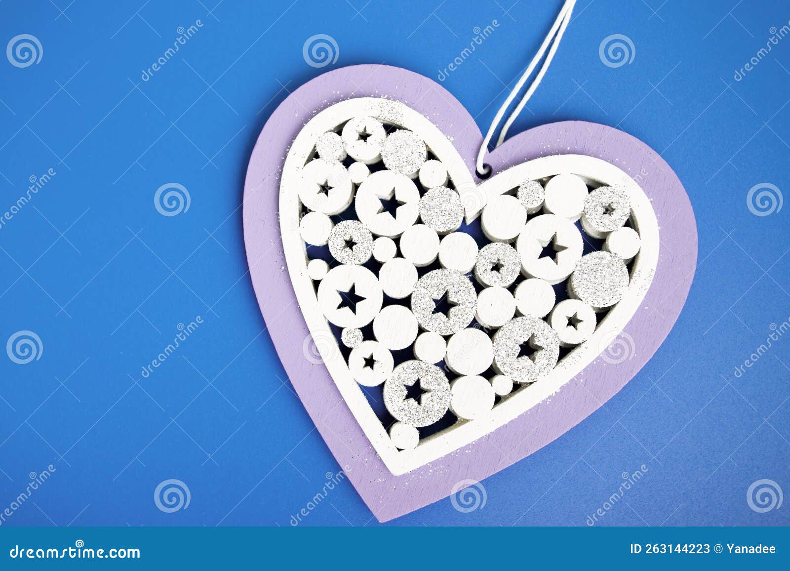 White Heart on a Blue Background with Copy Space Stock Image Image of