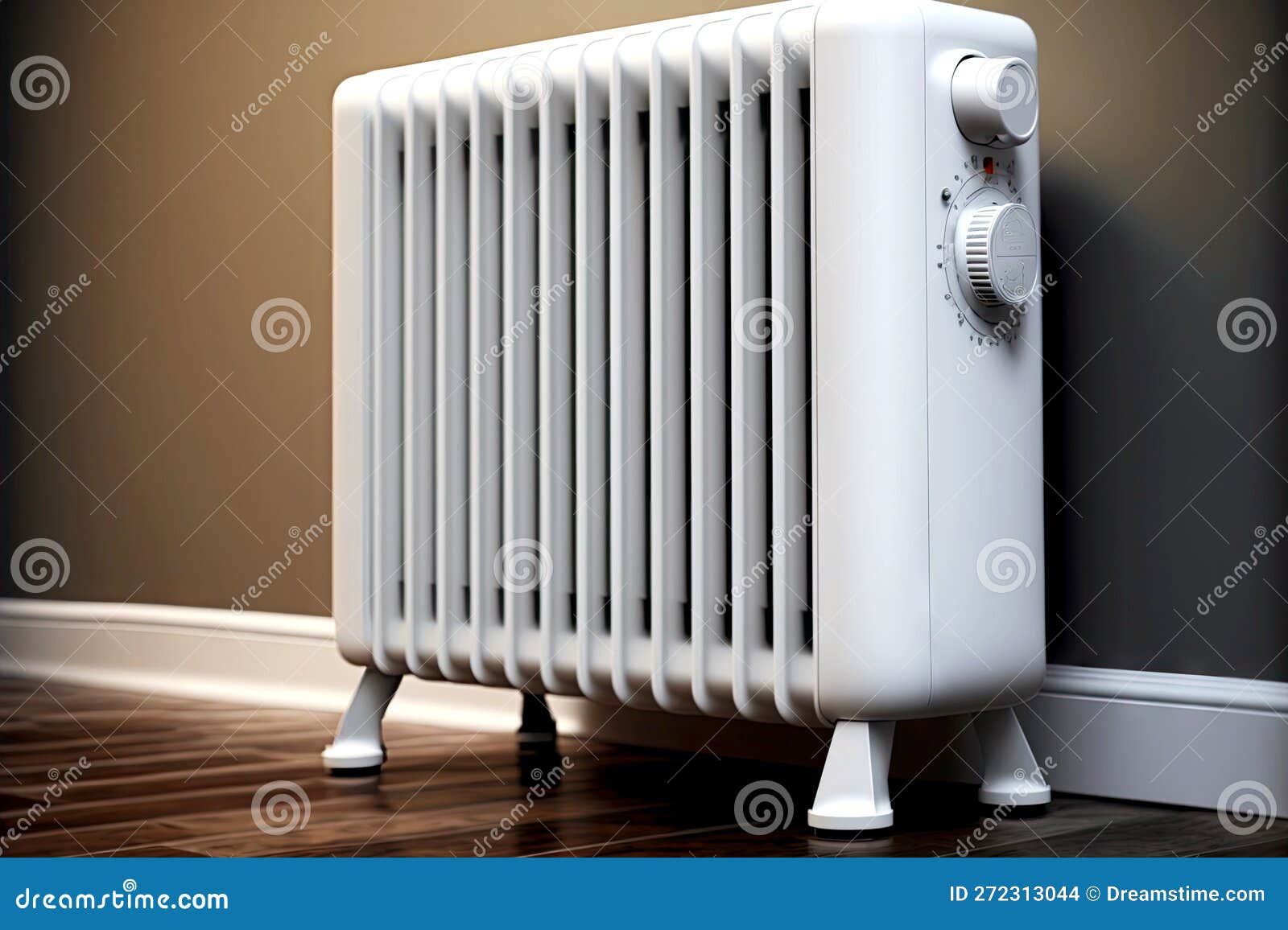 White Heating Radiator on Legs with Temperature Controller Stock Illustration Illustration of