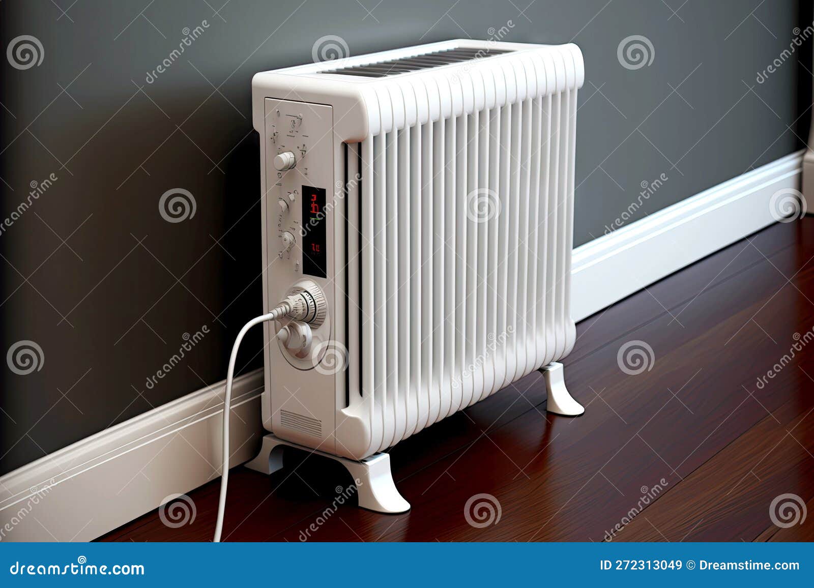 White Heating Radiator on Legs with Temperature Controller Stock Illustration Illustration of