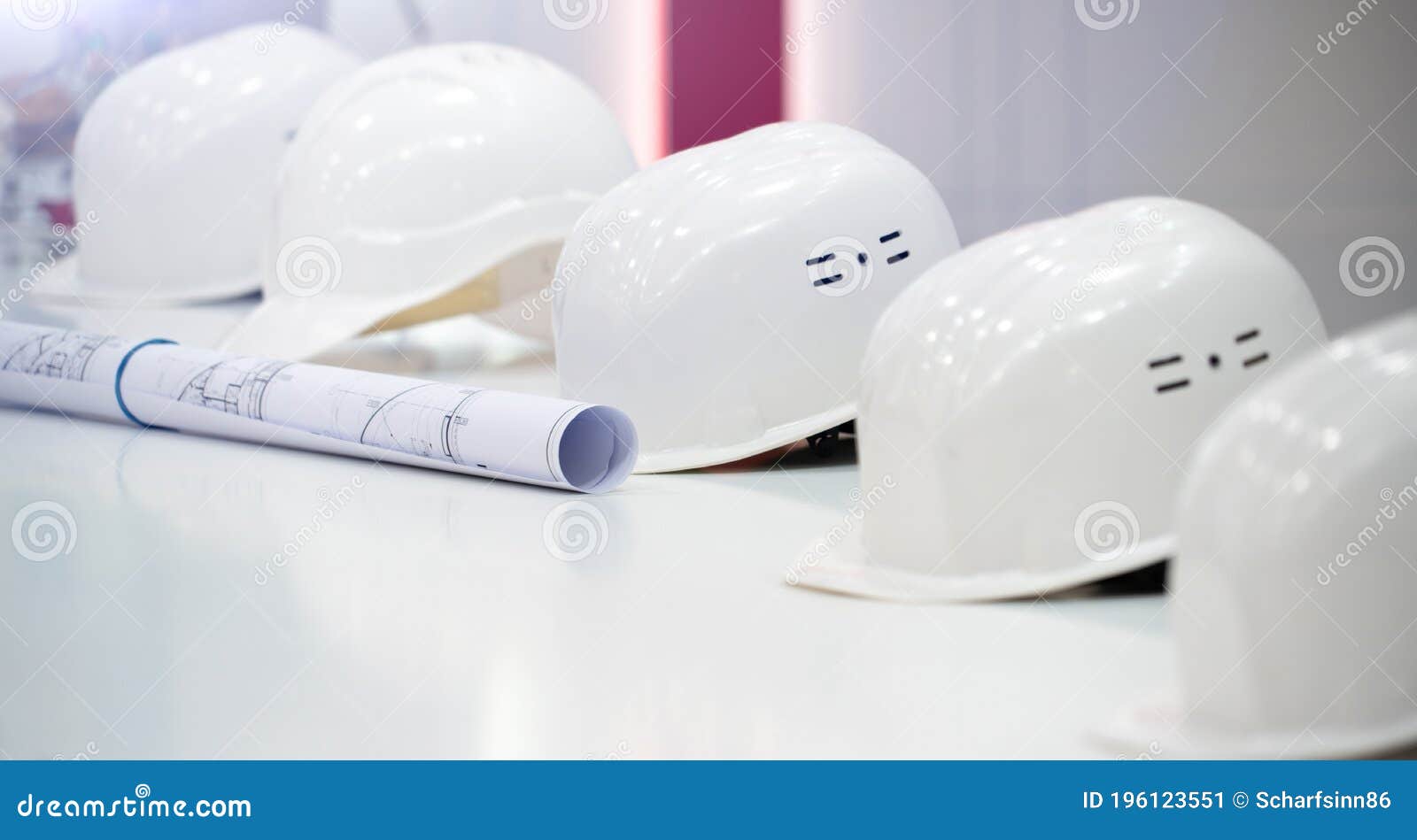 White helmets construction stock image. Image of architecture 196123551