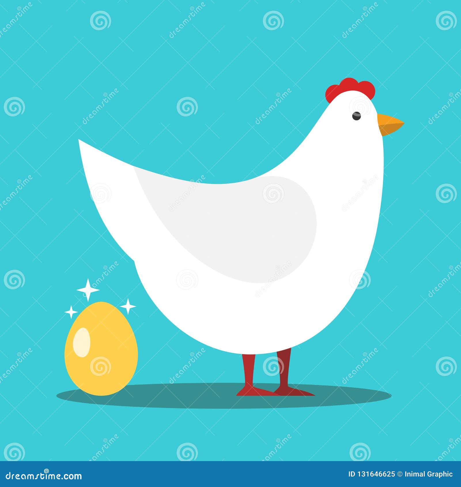 White Hen Laying Shiny Gold Egg on Turquoise Blue Background. Investment,  Wealth, Profit and Luck Concept. Flat Design Stock Vector - Illustration of  abstract, easter: 131646625