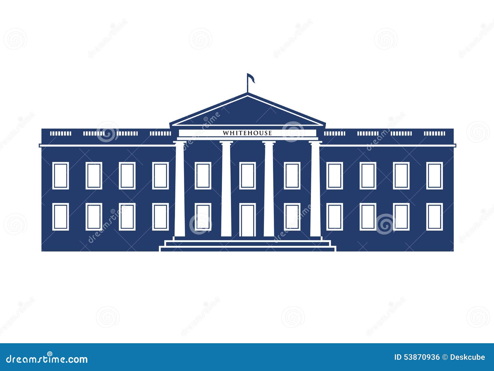 White House With Big Windows Cartoon Vector | CartoonDealer.com #55389125