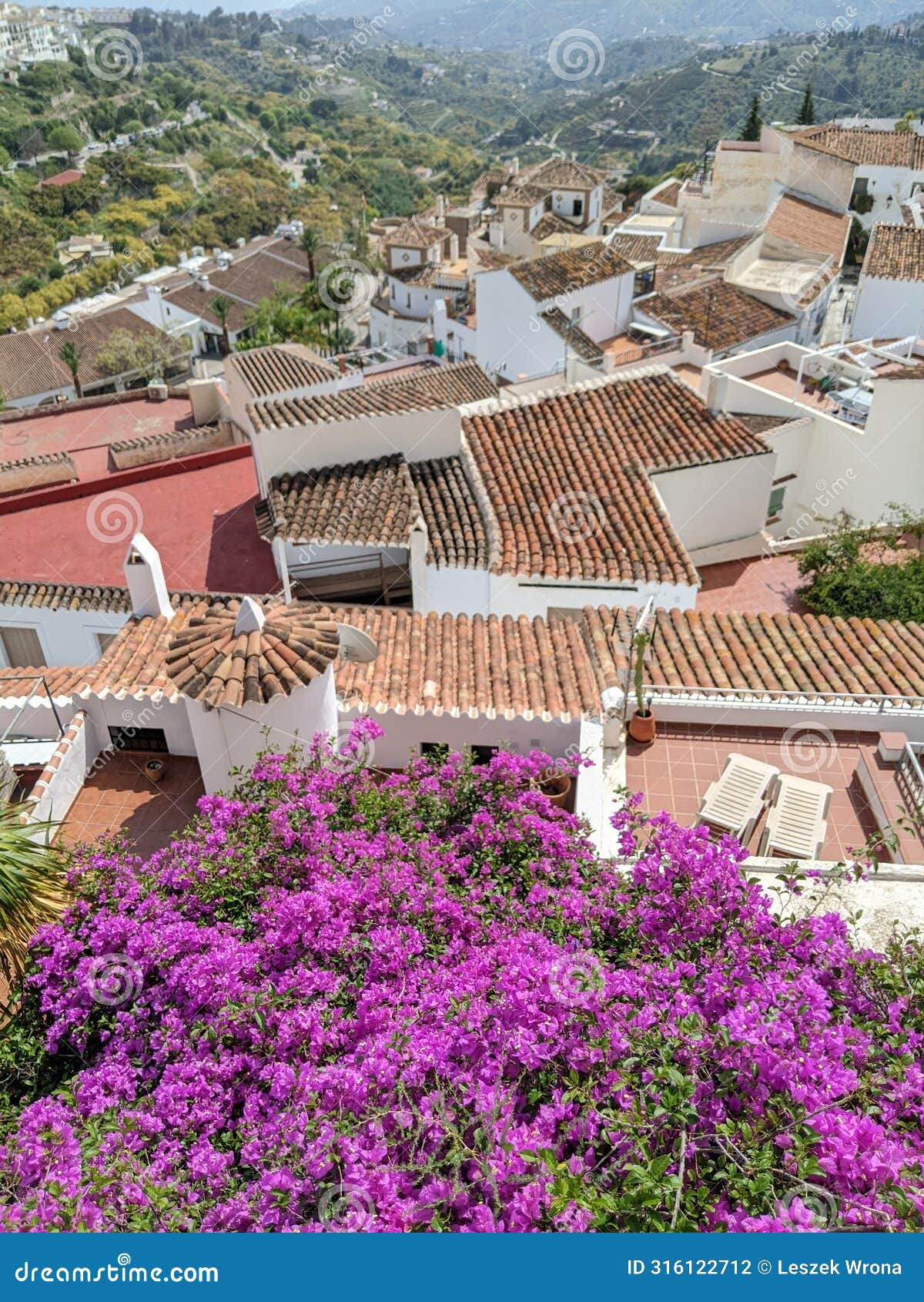 view of andalusian town frigiliana in spain