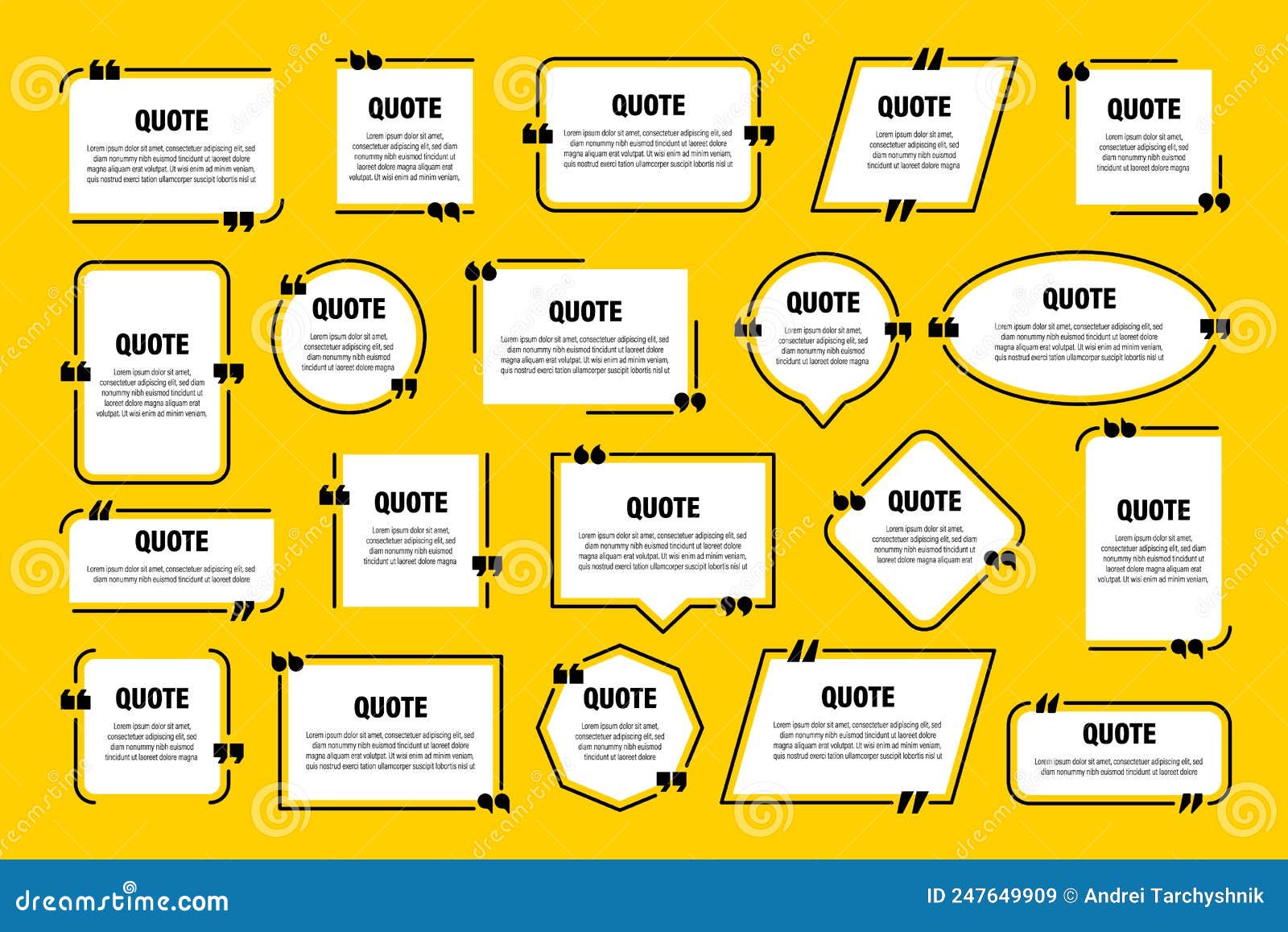 White Isolated Quote Frames. Speech Bubbles with Quotation Marks. Blank