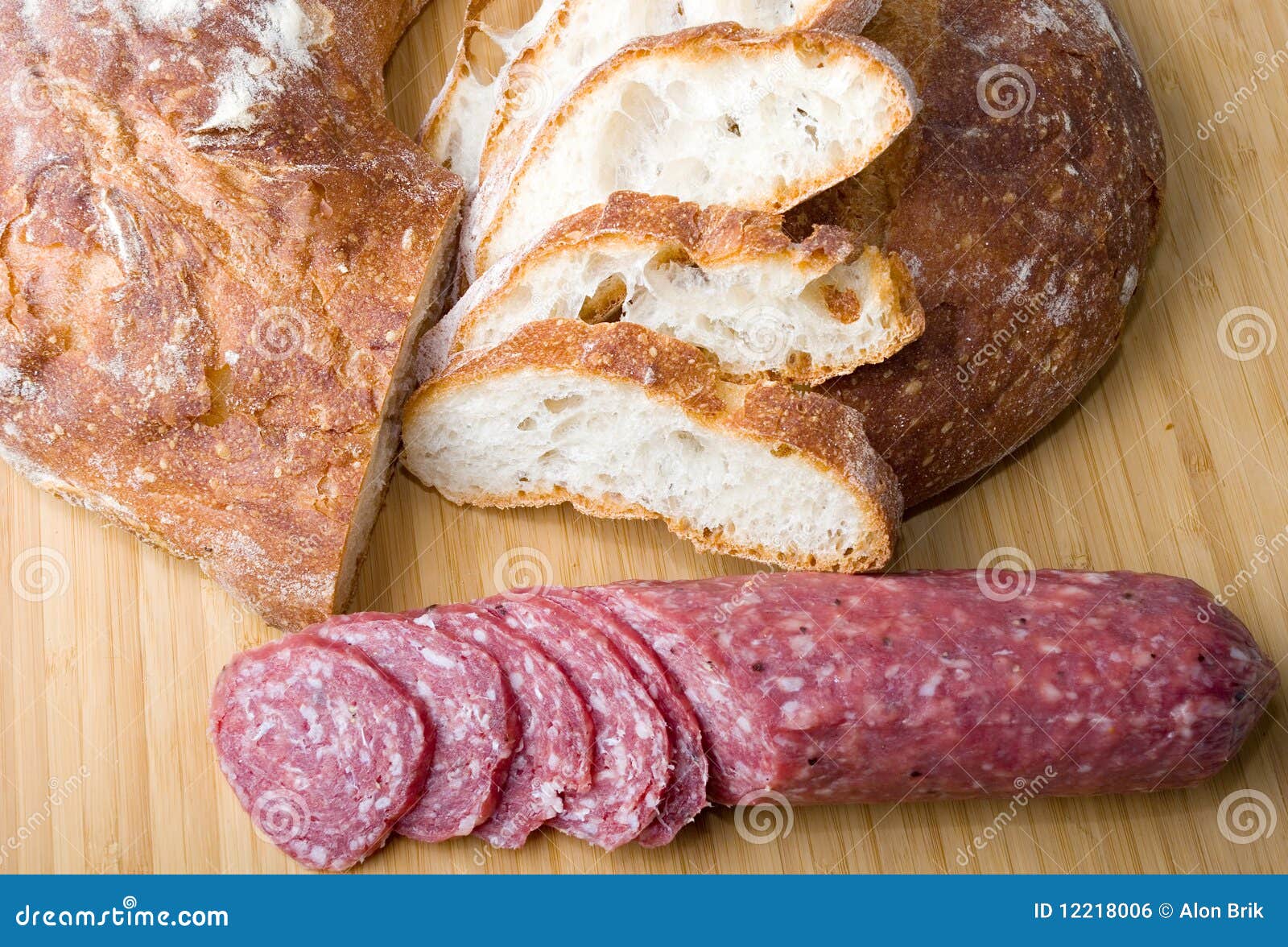 White Italian Bread Sliced with Sausage Sandwich Stock Photo Image of