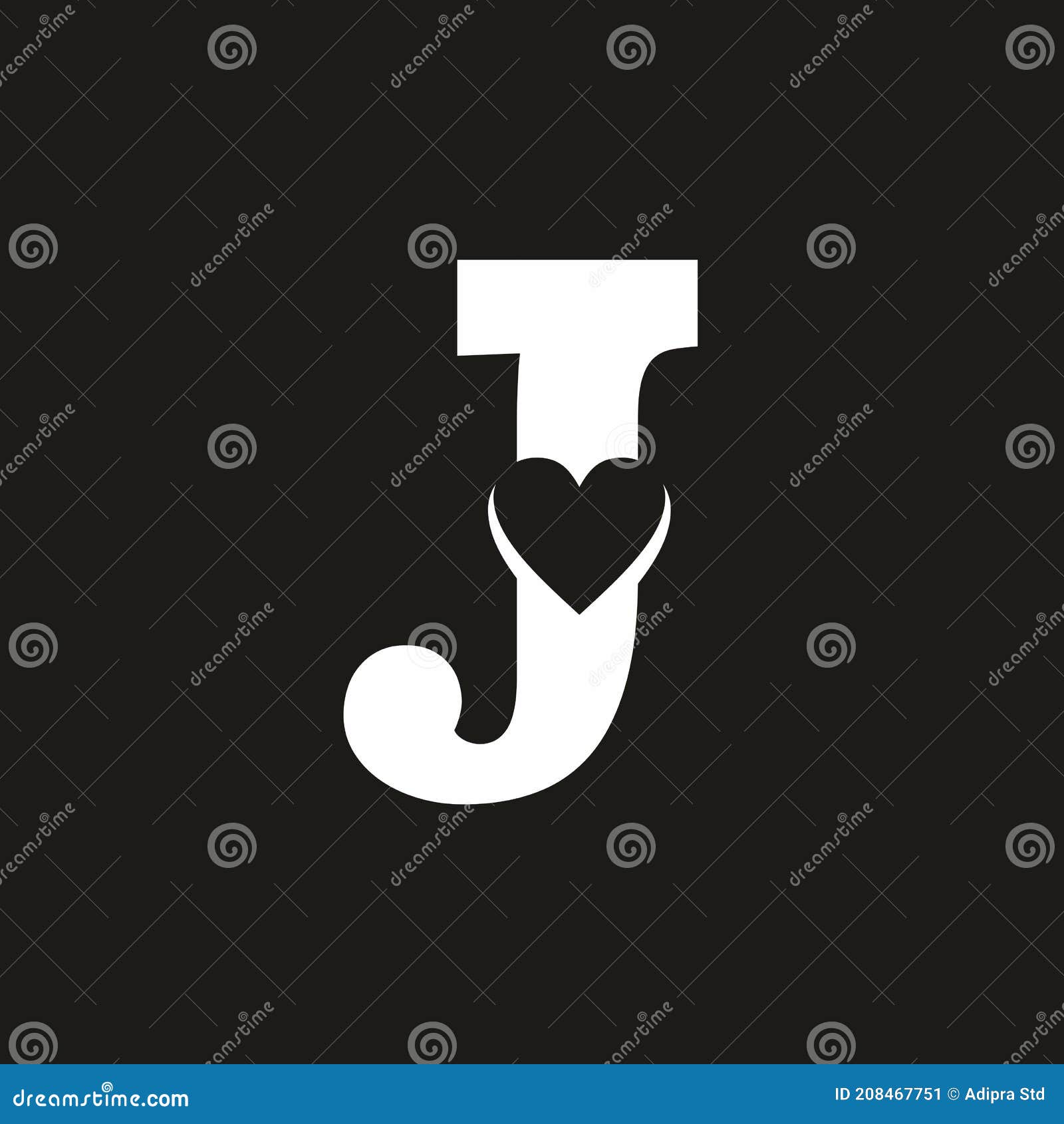 White J Letter with Love Sign Logo Stock Vector Illustration of