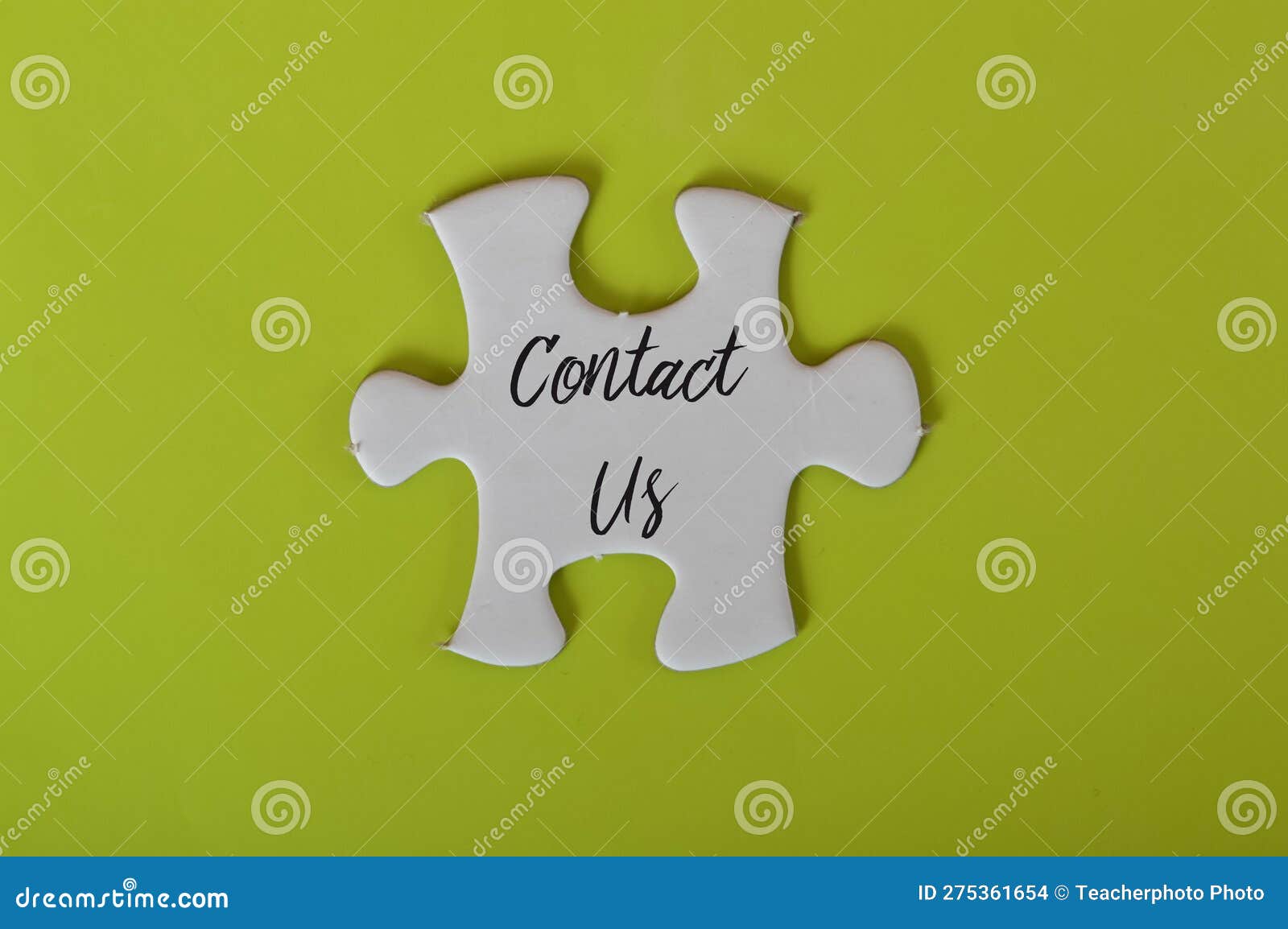 White Jigsaw Puzzle Written with CONTACT US Stock Illustration