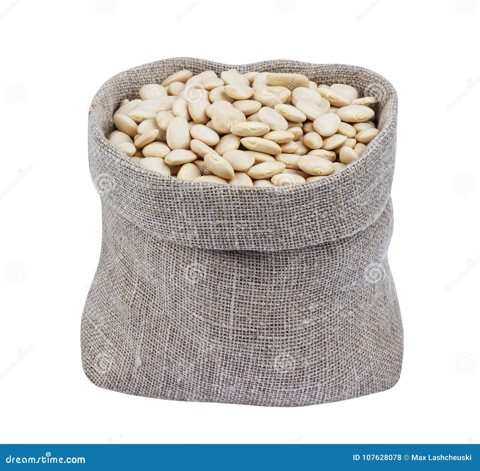 White Kidney Beans in Bag Isolated on White Stock Photo Image of