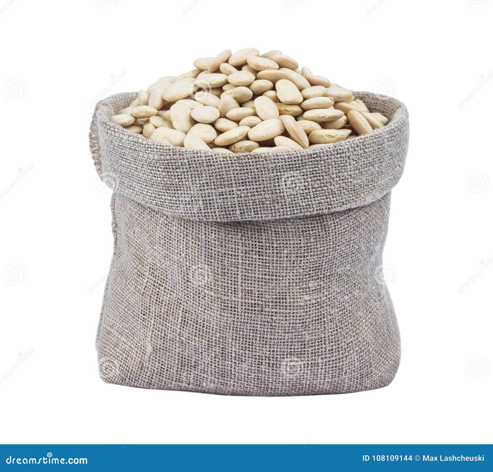 White Kidney Beans in Bag Isolated on White Stock Photo Image of