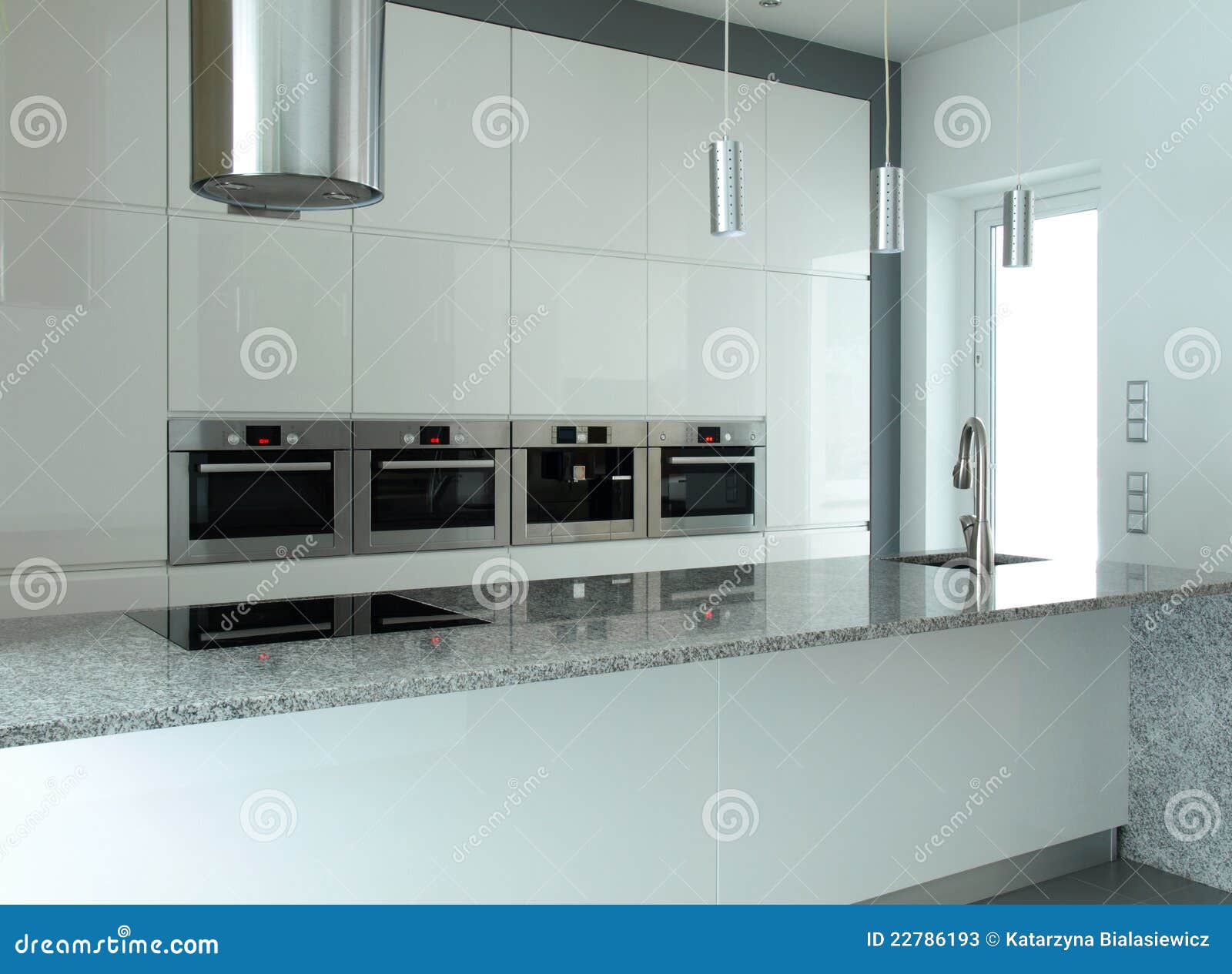 white kitchen with built-in appliances