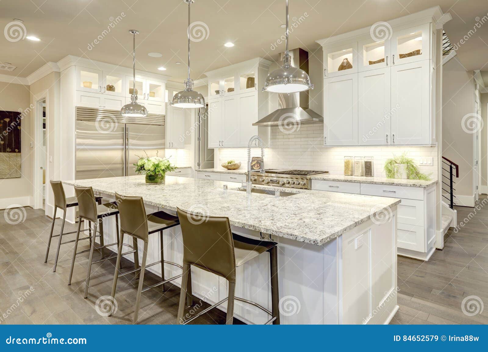 white kitchen  in new luxurious home