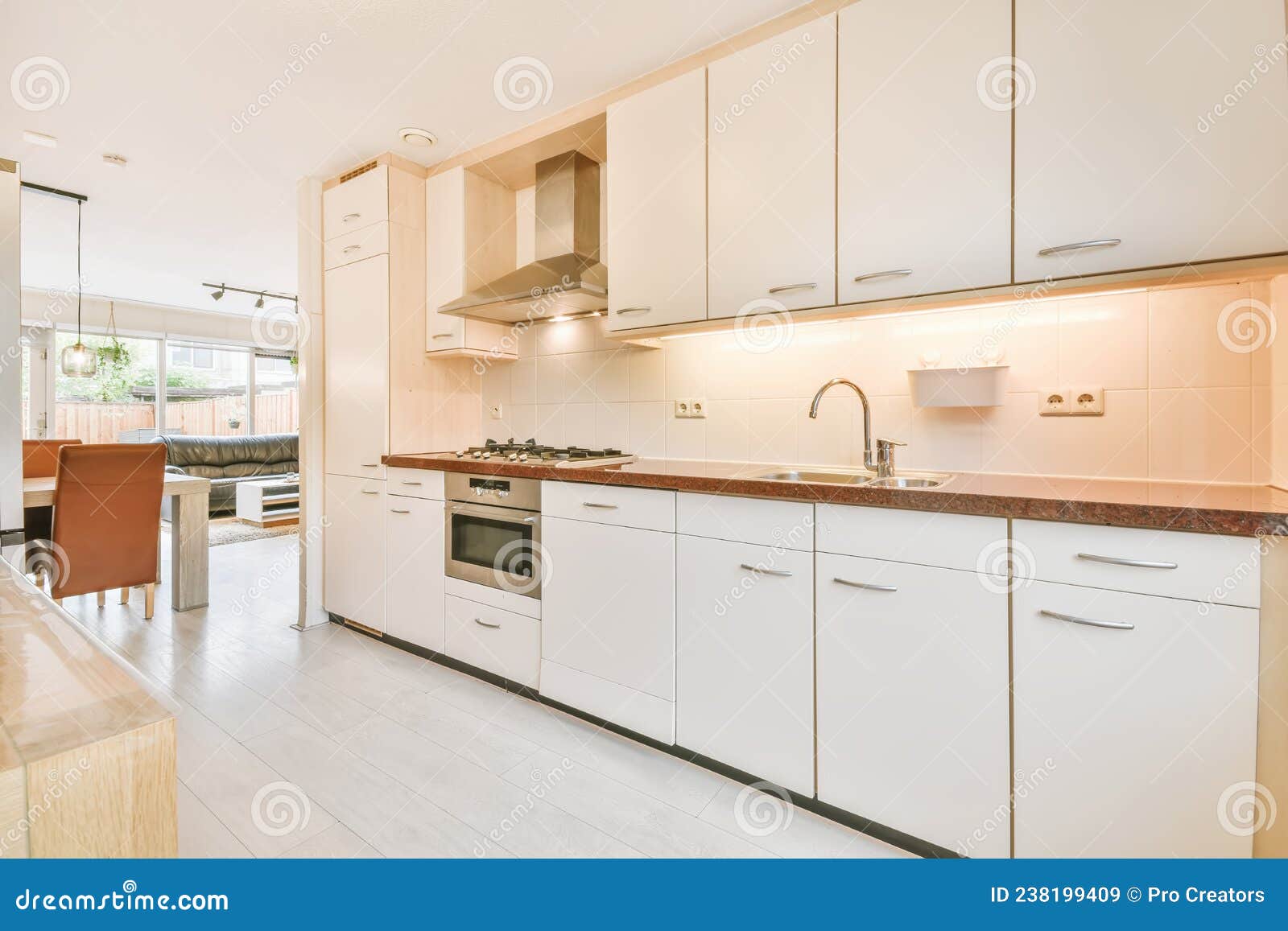 White Kitchen and Living Room Stock Image Image of classic, floor 238199409