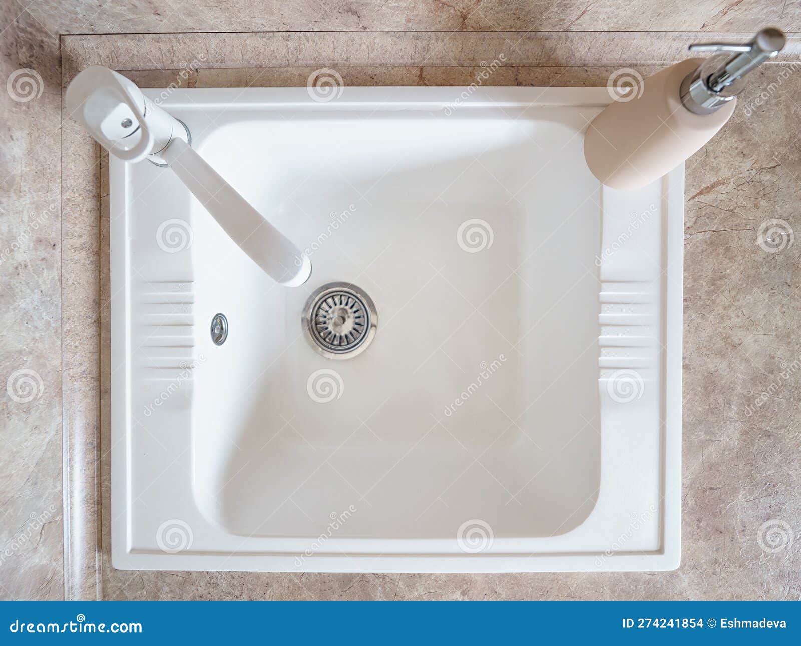 White Kitchen Sink Top View Stock Photo Image of pale, preparation 274241854