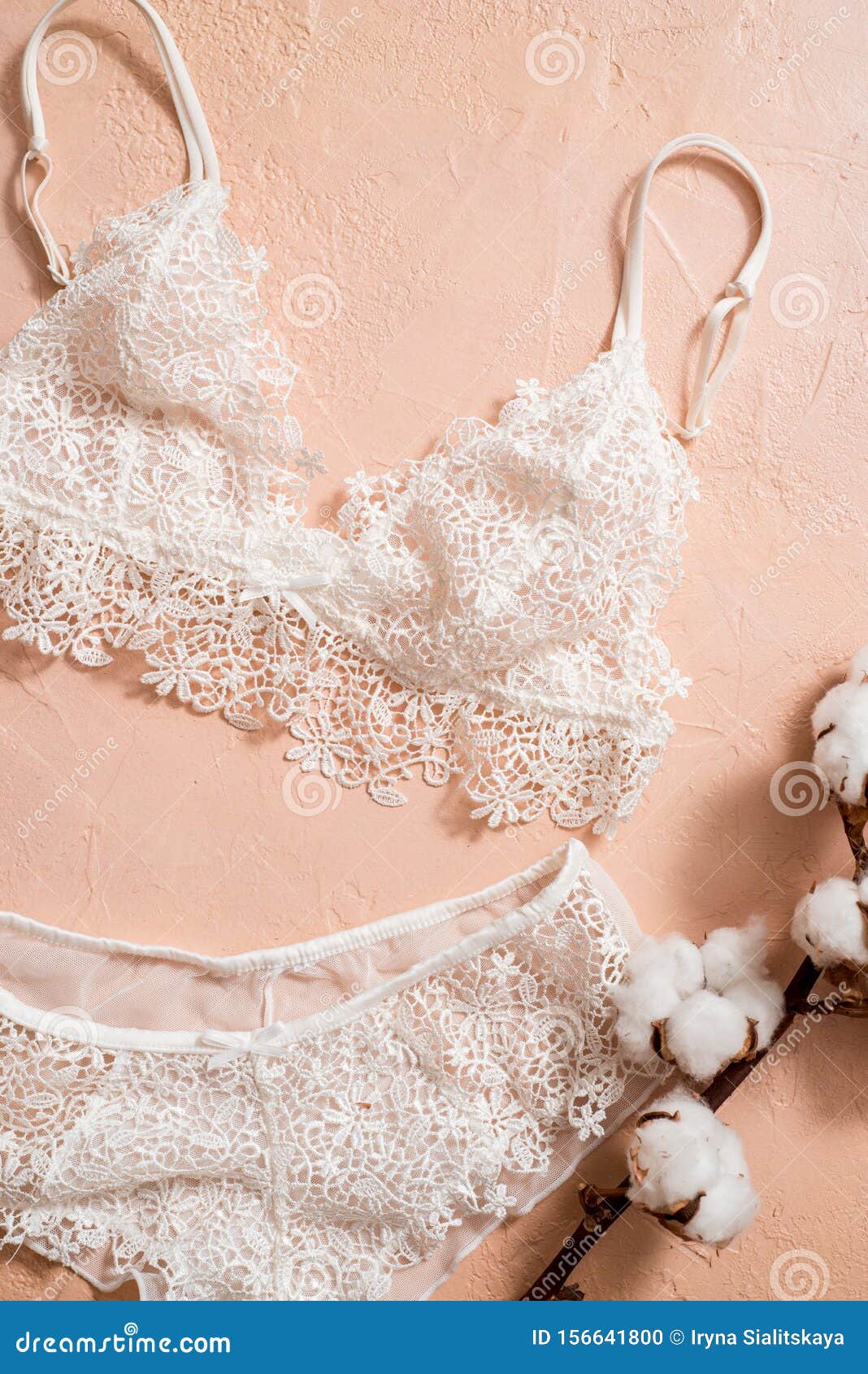 Cotton Striped Panties and White Bra. Women S Lingerie on the Concrete  Background. Top View Shot of Fashionable Women S Underwea Stock Photo -  Image of lace, elegance: 156641800