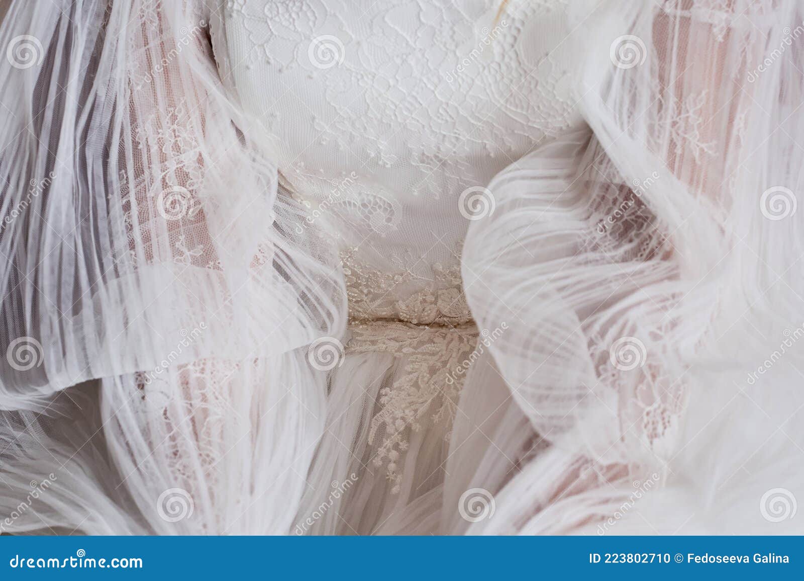 White Lace on a Wedding or Evening Dress. Delicate Picture, Texture ...