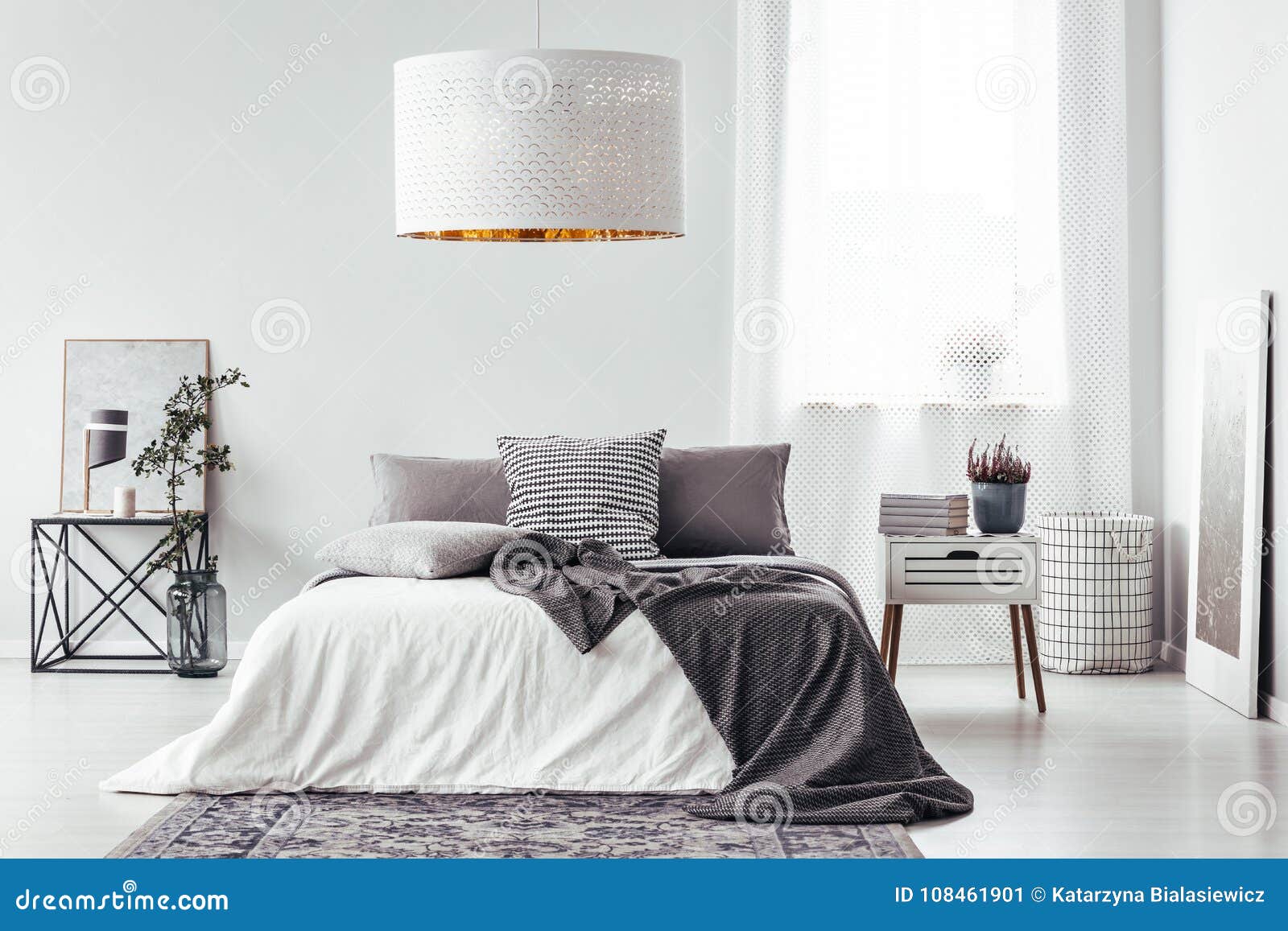 Verwonderend White lamp above bed stock image. Image of bedsheets - 108461901 ZI-58