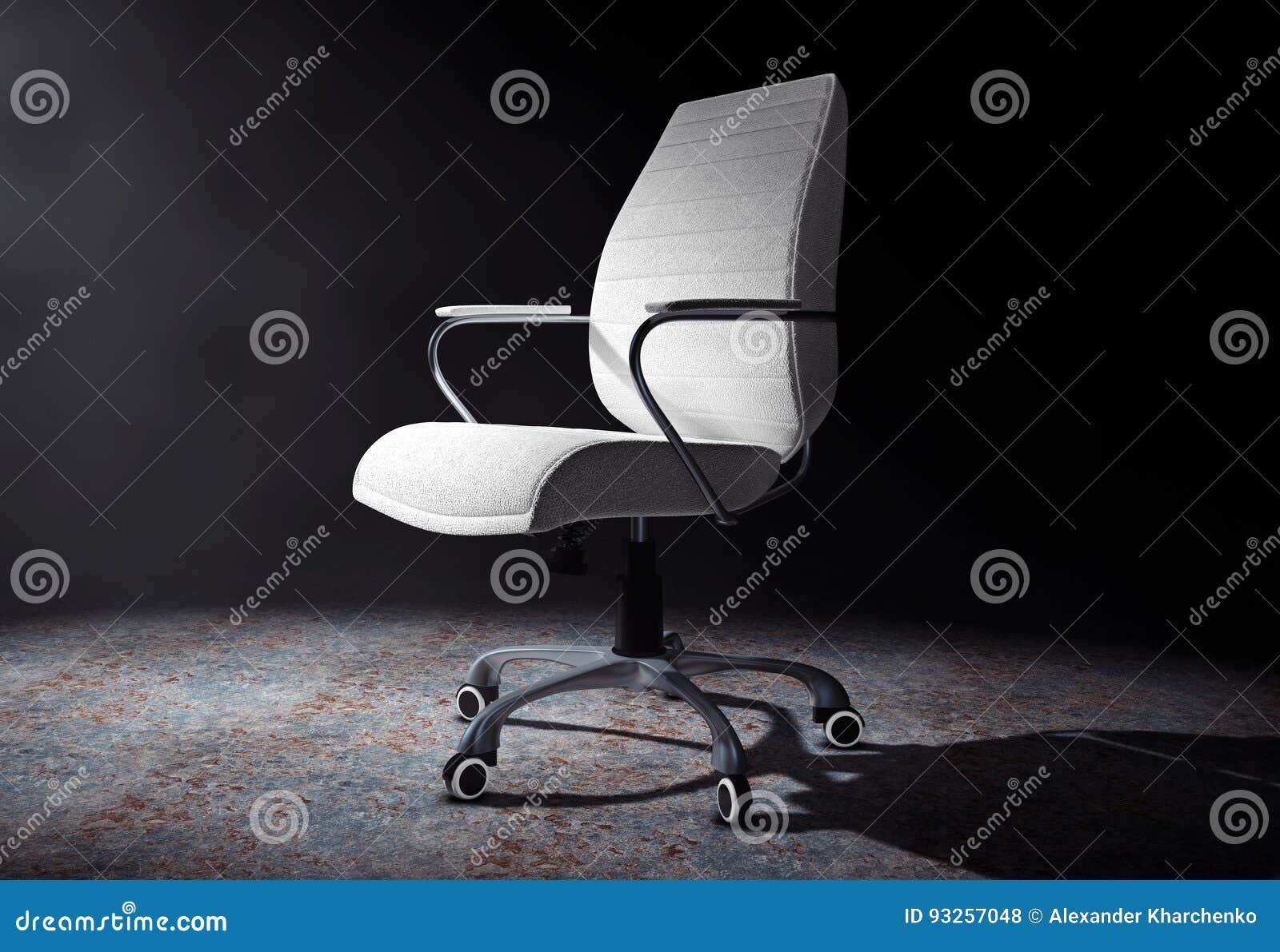 White Leather Boss Office Chair In The Volumetric Light. 3d Rend Stock