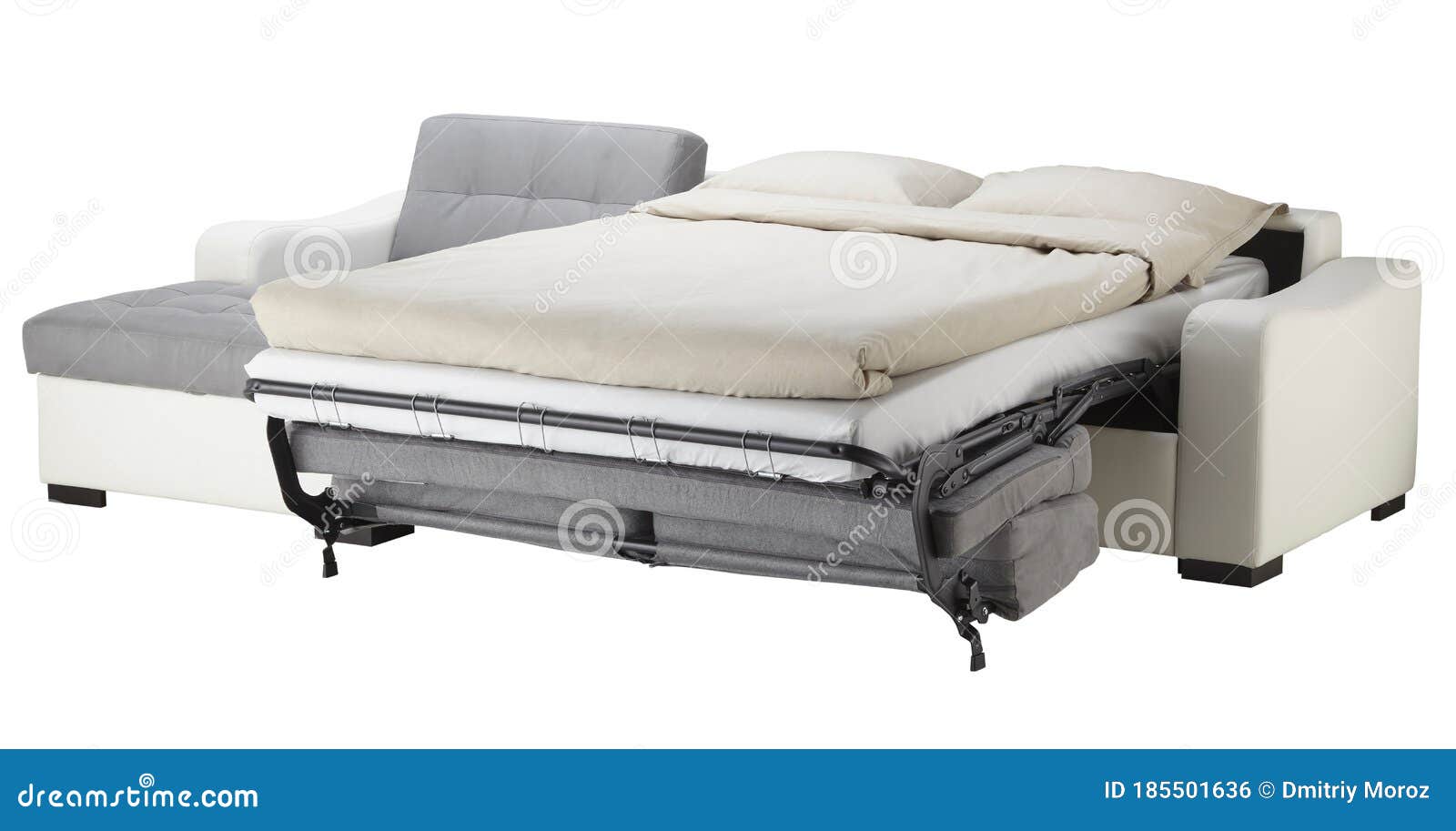 White Leather Corner Couch Bed Isolated on White Stock Photo Image of