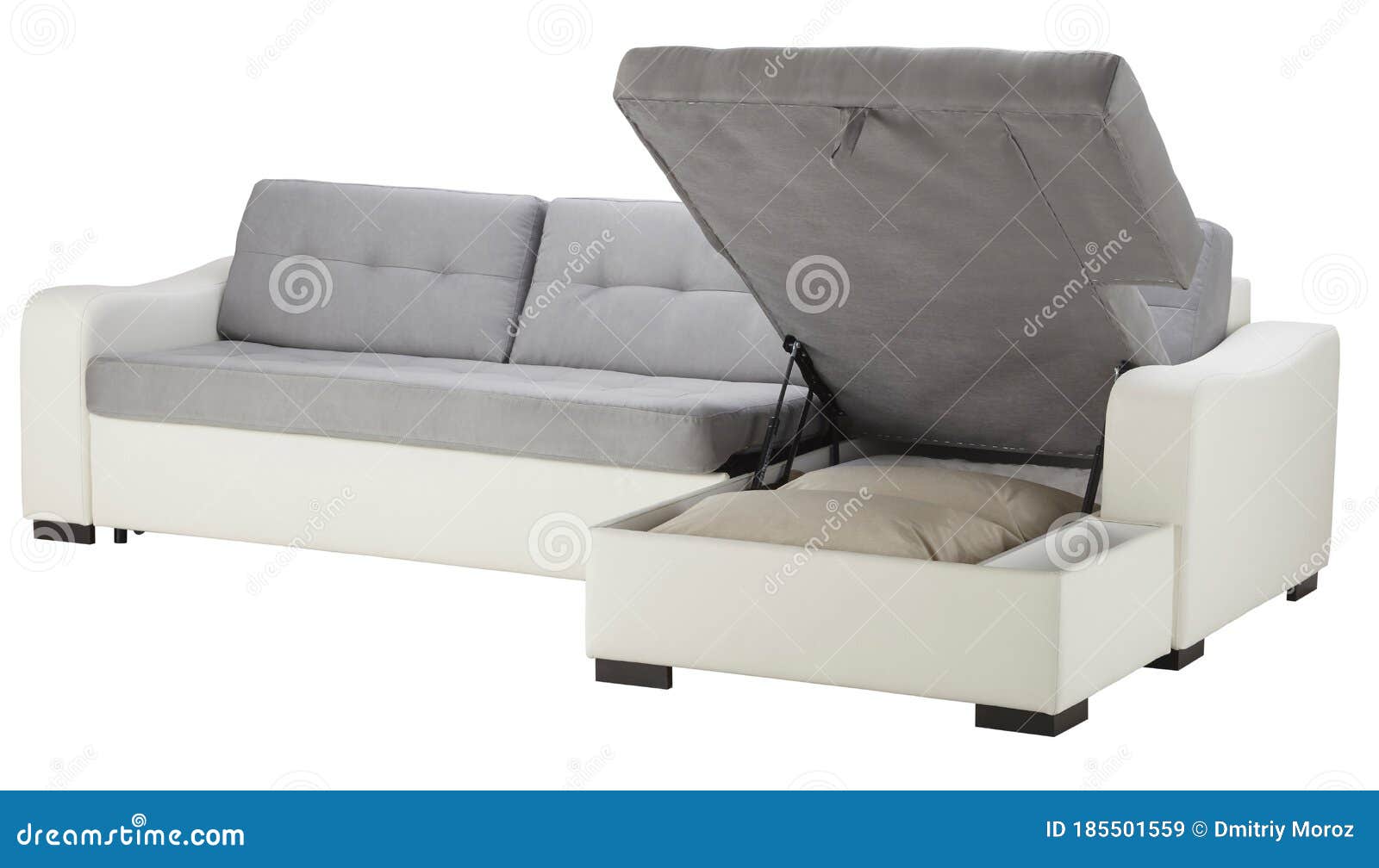 White Leather Corner Couch Bed Isolated on White Stock Image Image of