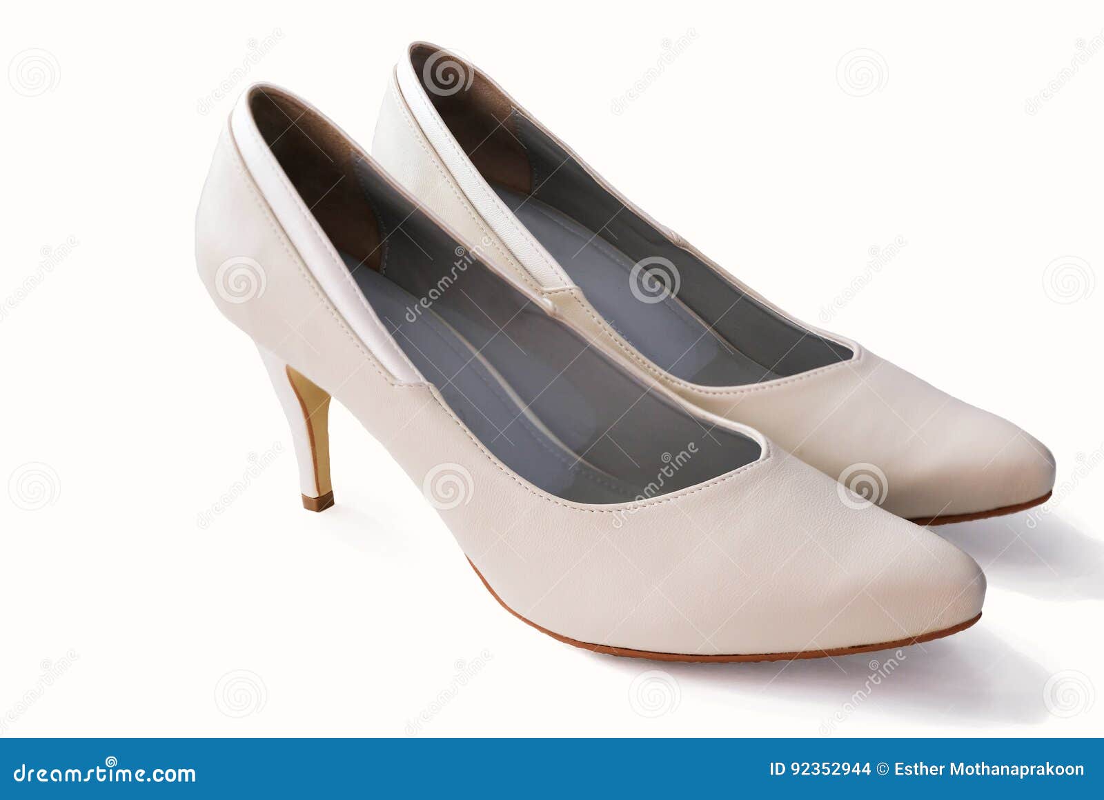 White Leather High Heels Isolated on White Background Stock Photo ...