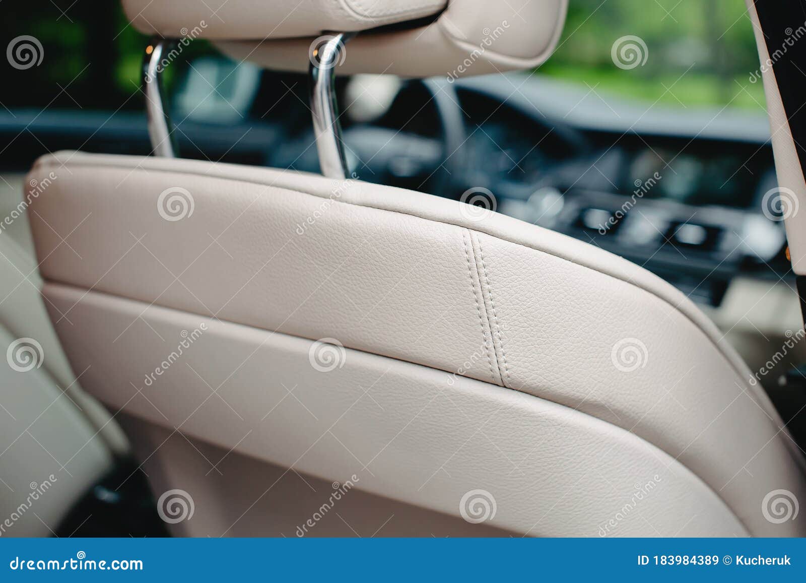 White Leather Car Seats Close Up. Stock Image Image of close