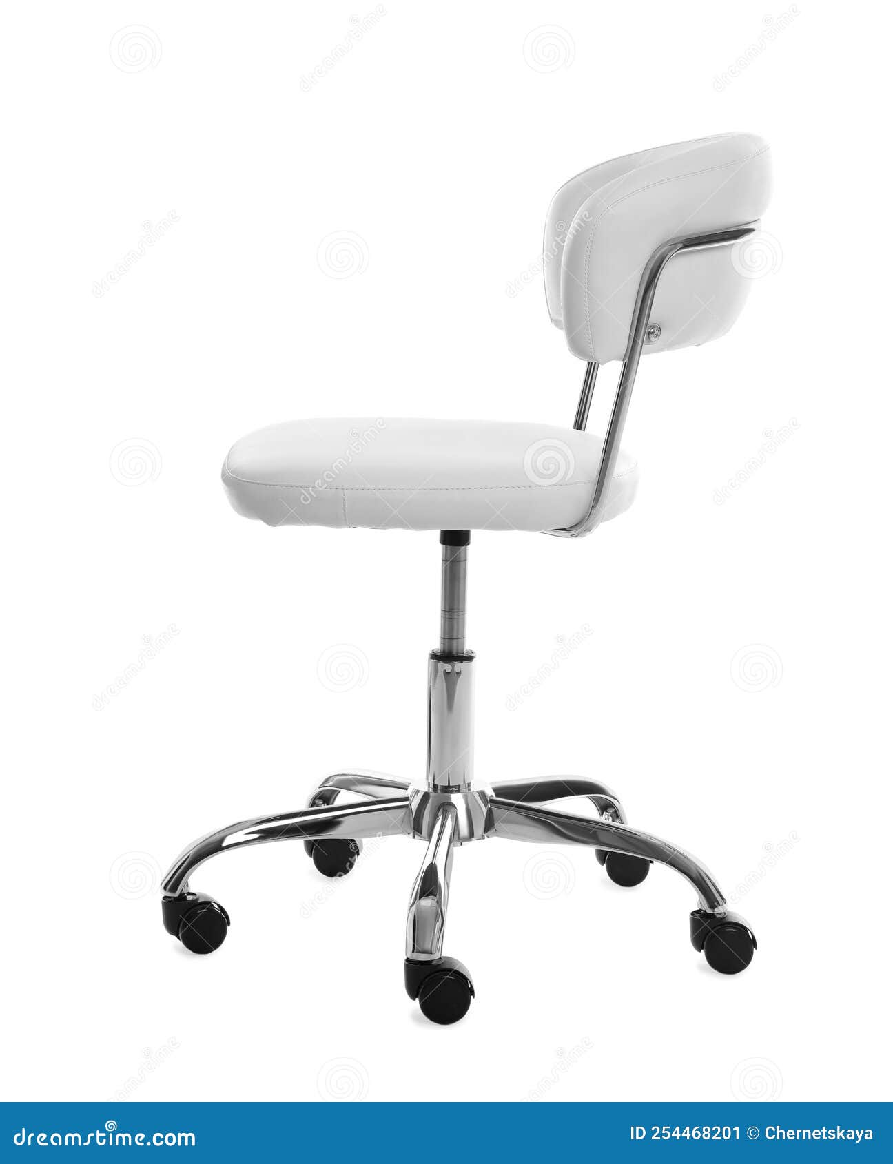 White Leather Office Chair Isolated on White Stock Image Image of
