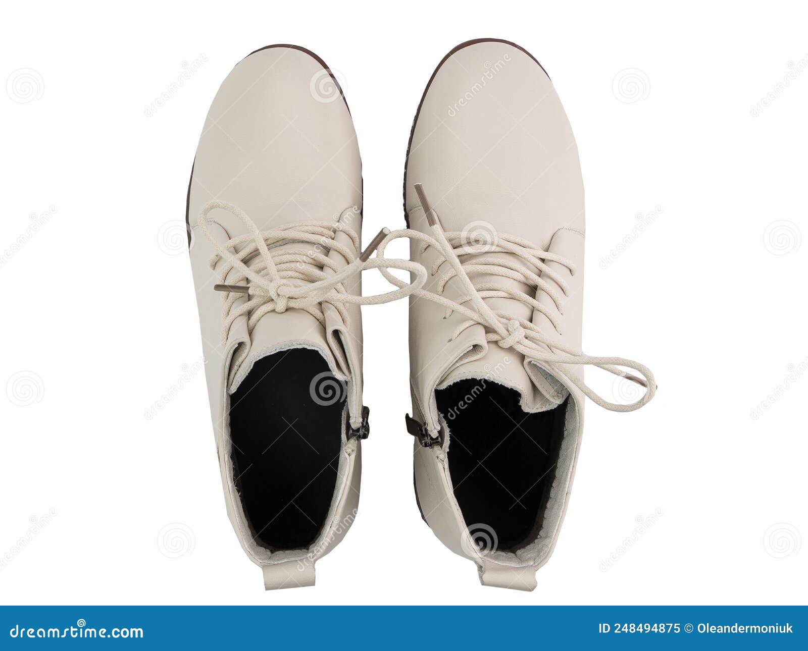 White Leather Sneakers. Casual Women's Style. White Lacing and White ...