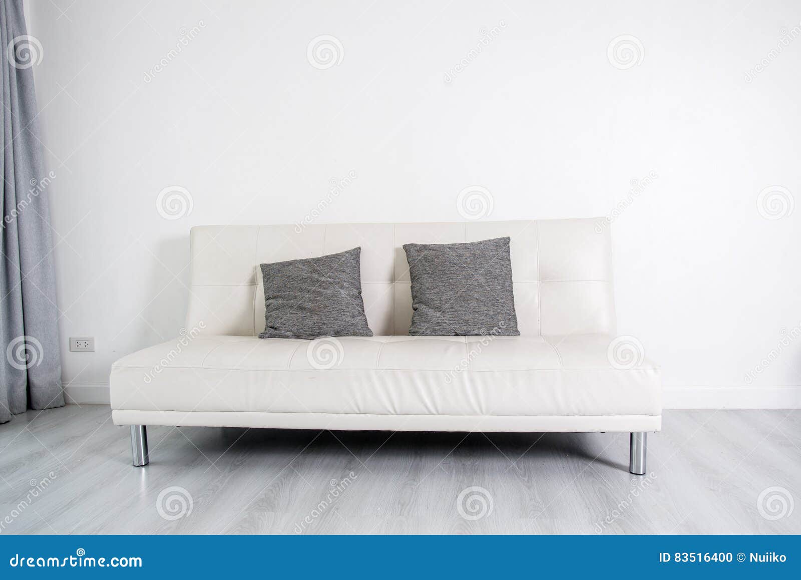 White Leather Sofa Bed on White Room. Stock Photo Image of modern
