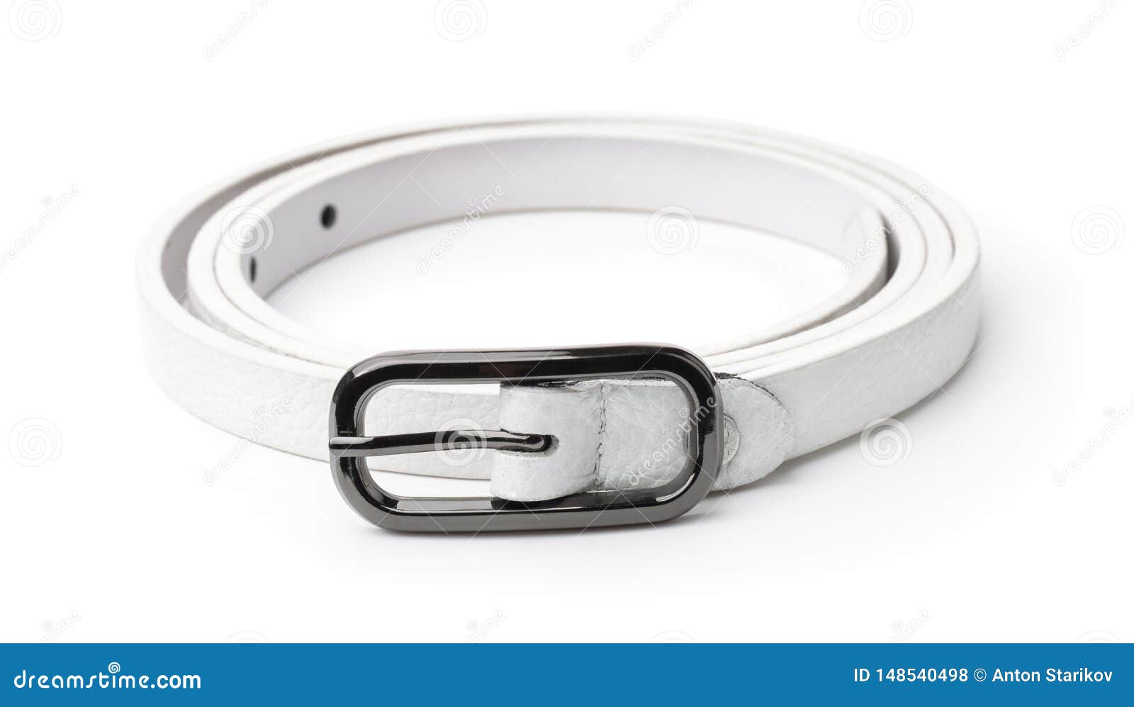 white leather thin belt