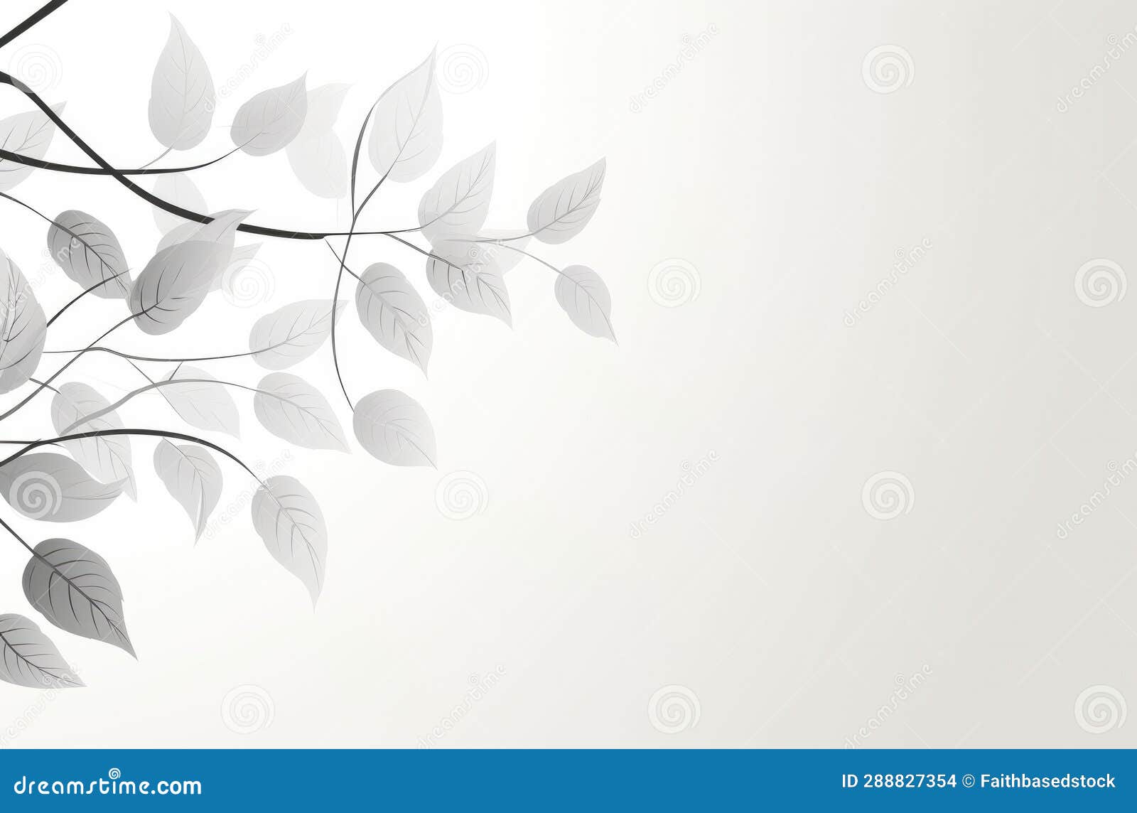 White Leaves on White Background with Copy Space for Text or Image