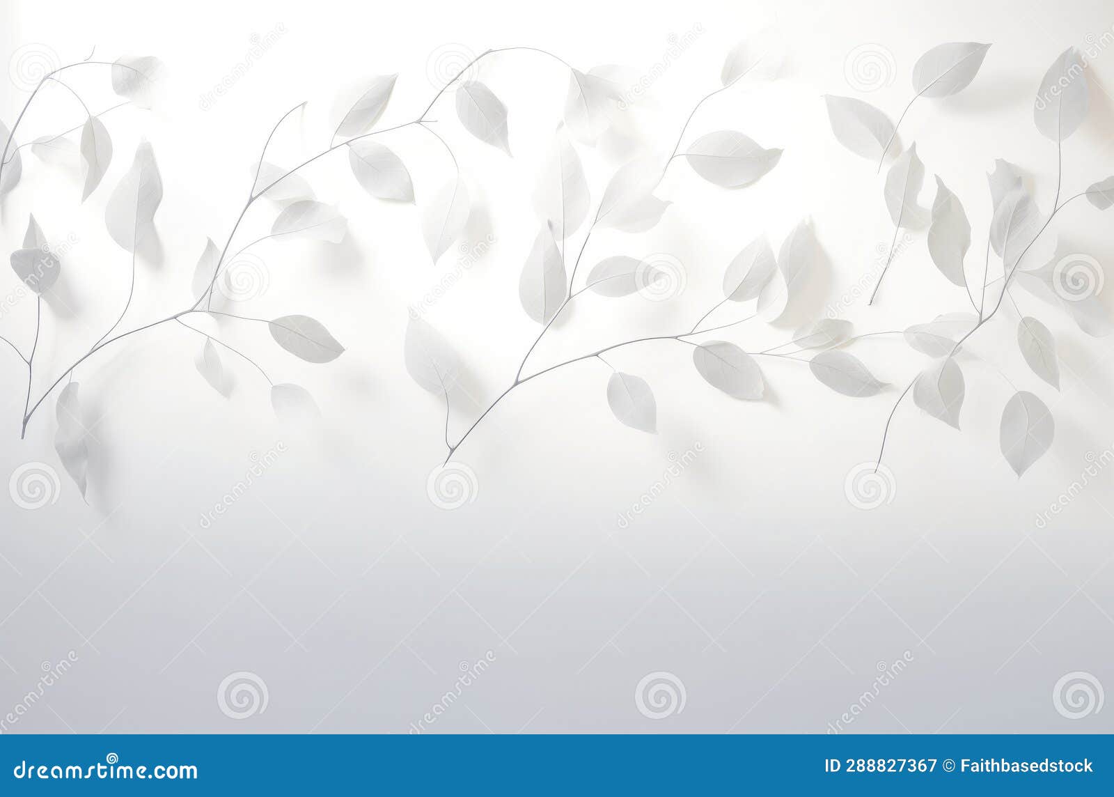 White Leaves on a White Background. Minimalistic Design. Vector