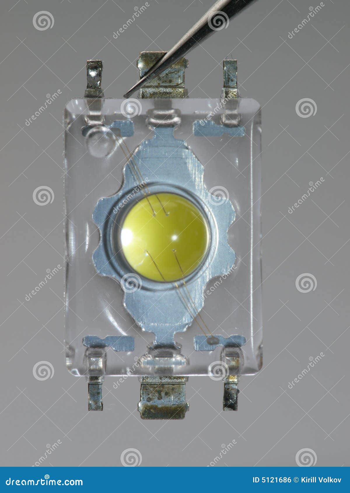 White LED. Yellow core stock photo. Image of lamp, semiconductor 5121686