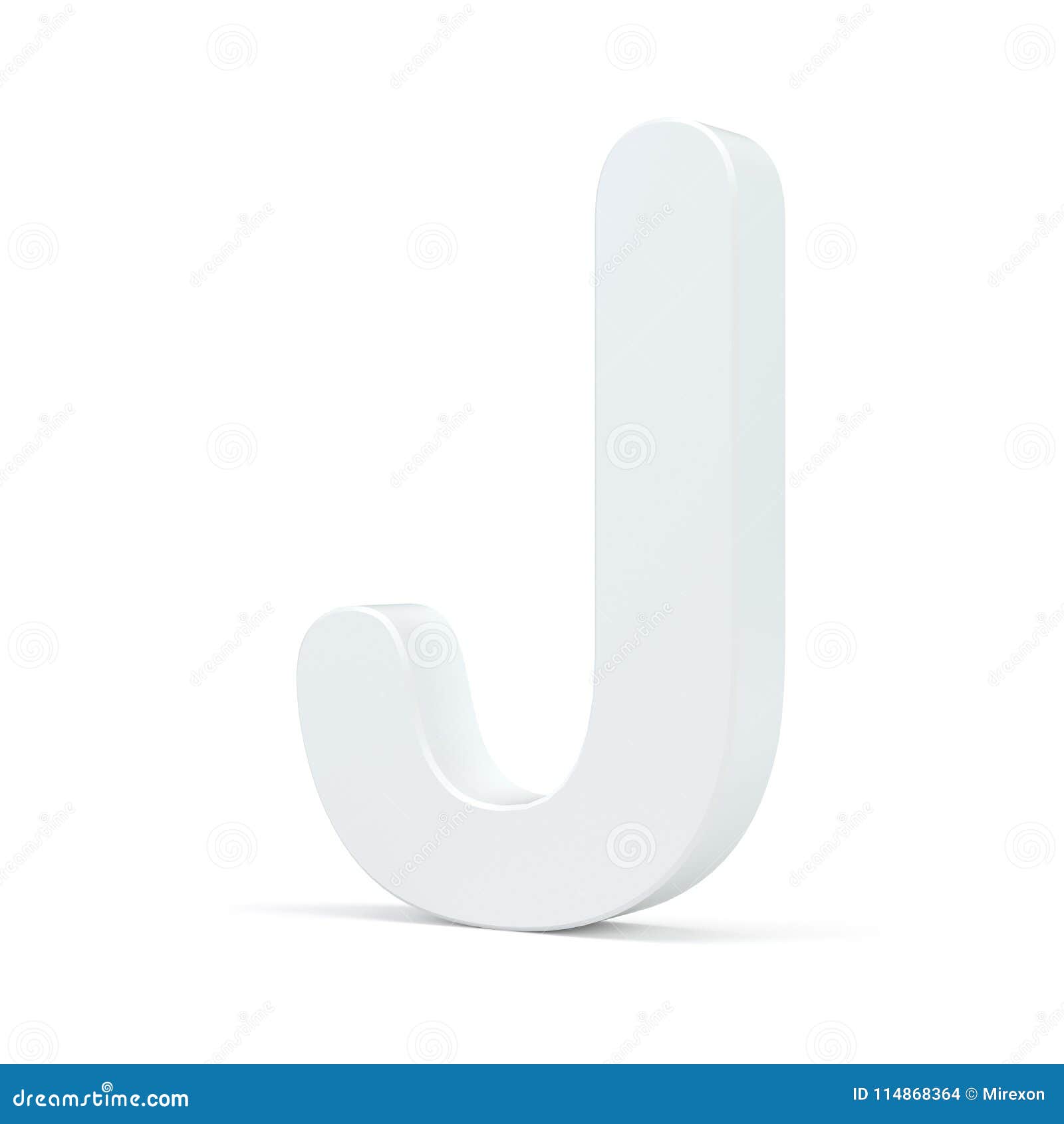 White Letter J Isolated On White Background. 3d Rendering Stock