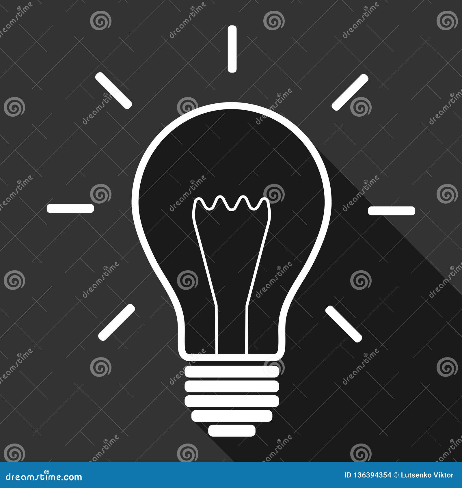 Fun White Light Bulb Icon on the Black Stock Vector Illustration of