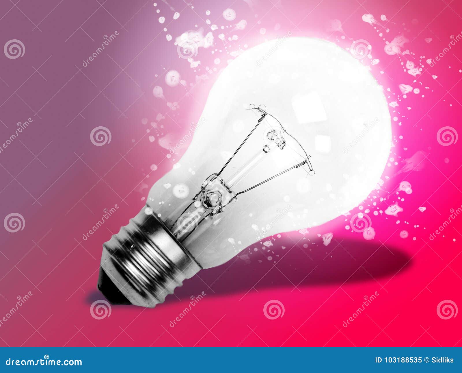 Light Bulb on Pink Background Stock Image Image of abstract