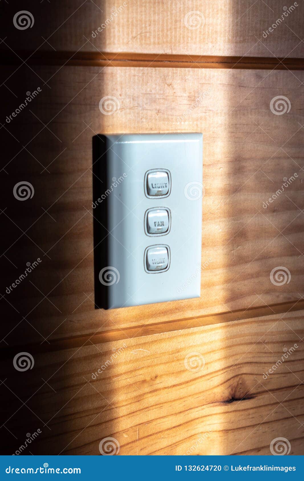 White Light Switch Panel on a Timber Wall Stock Photo Image of