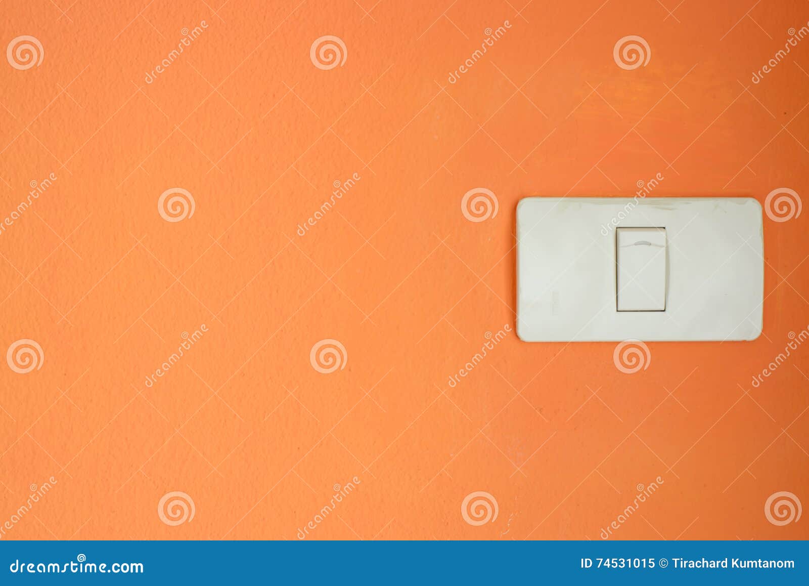White Light Switch, Turn on or Turn Off the Lights on Orange Wall. Stock Image Image of