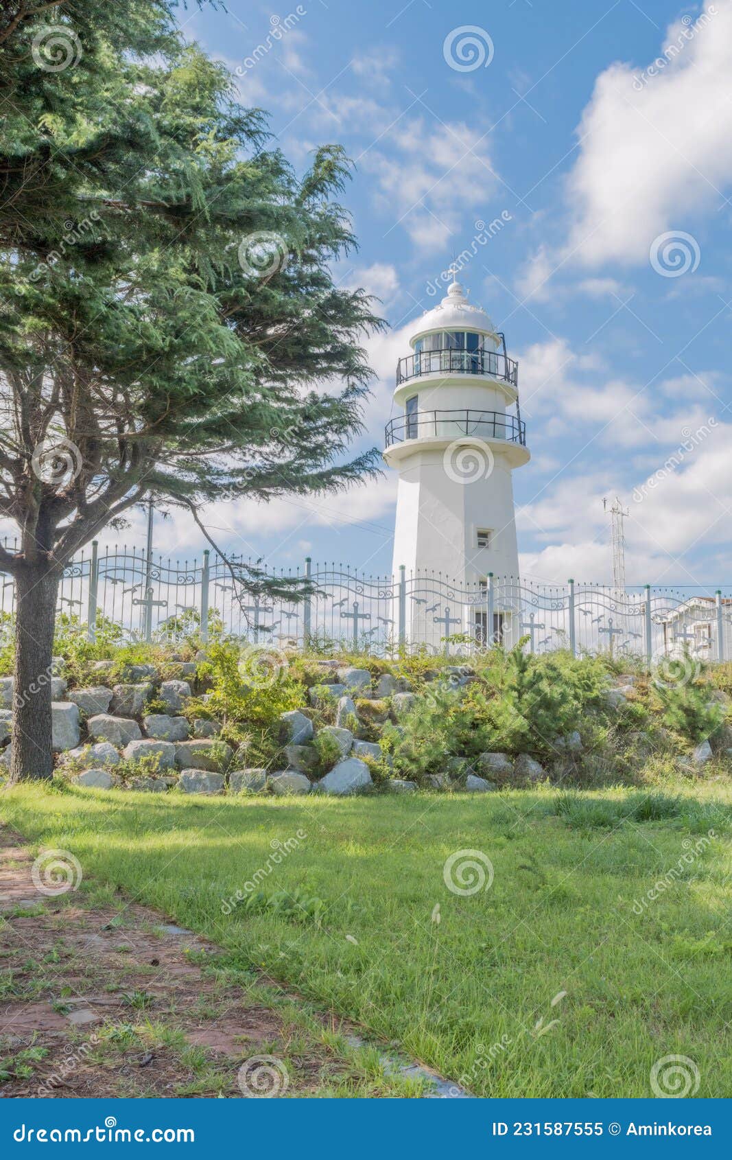 white lighthouse on the east coast of south korea