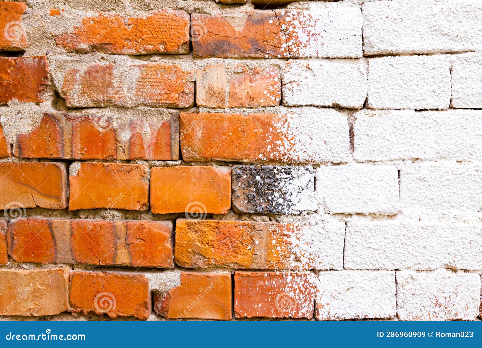 White Lime Splashed on a Red Brick Wall, Stain Stock Image Image of