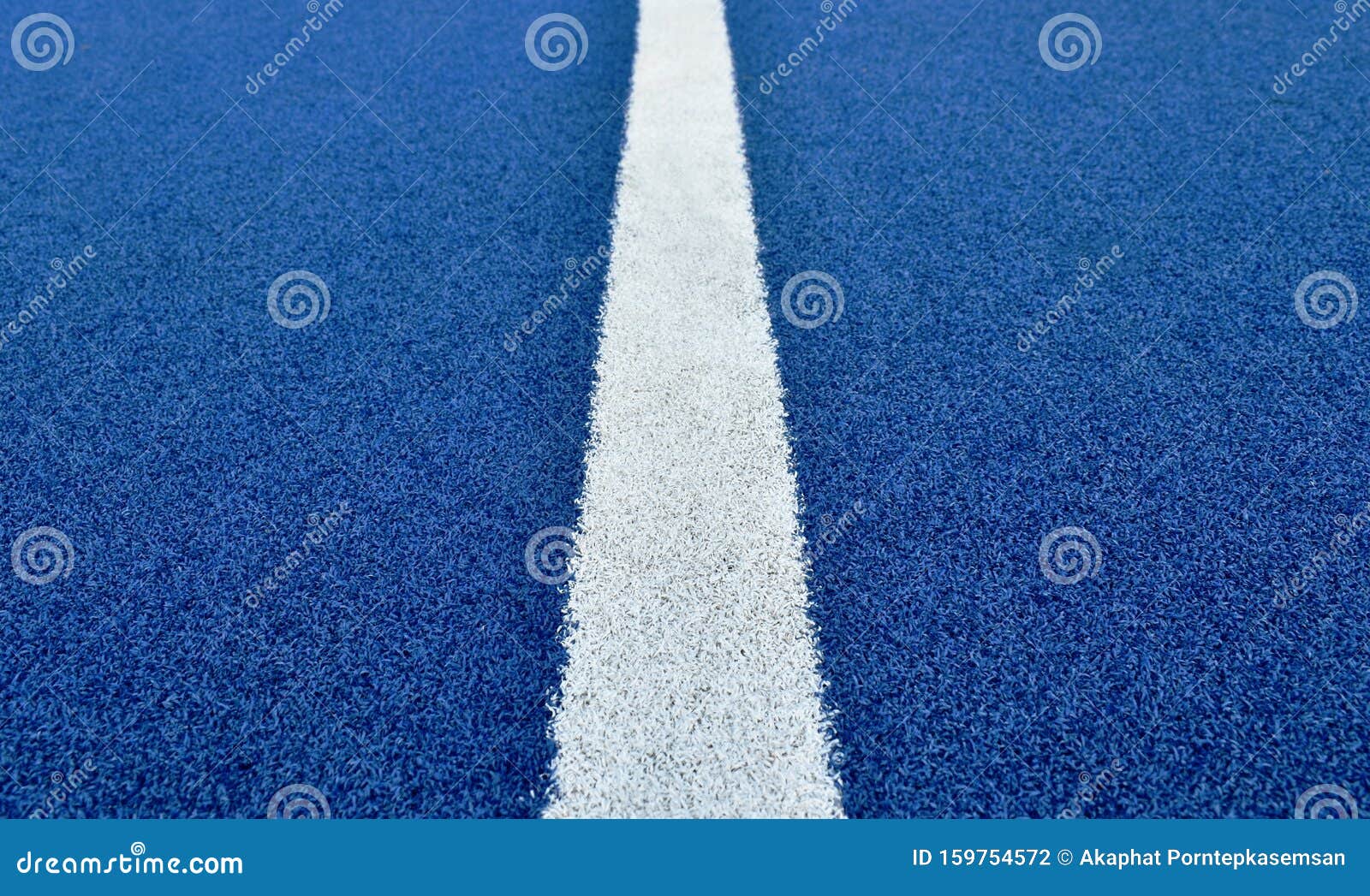 White Line on Blue Football Artificial Turf Texture and Background