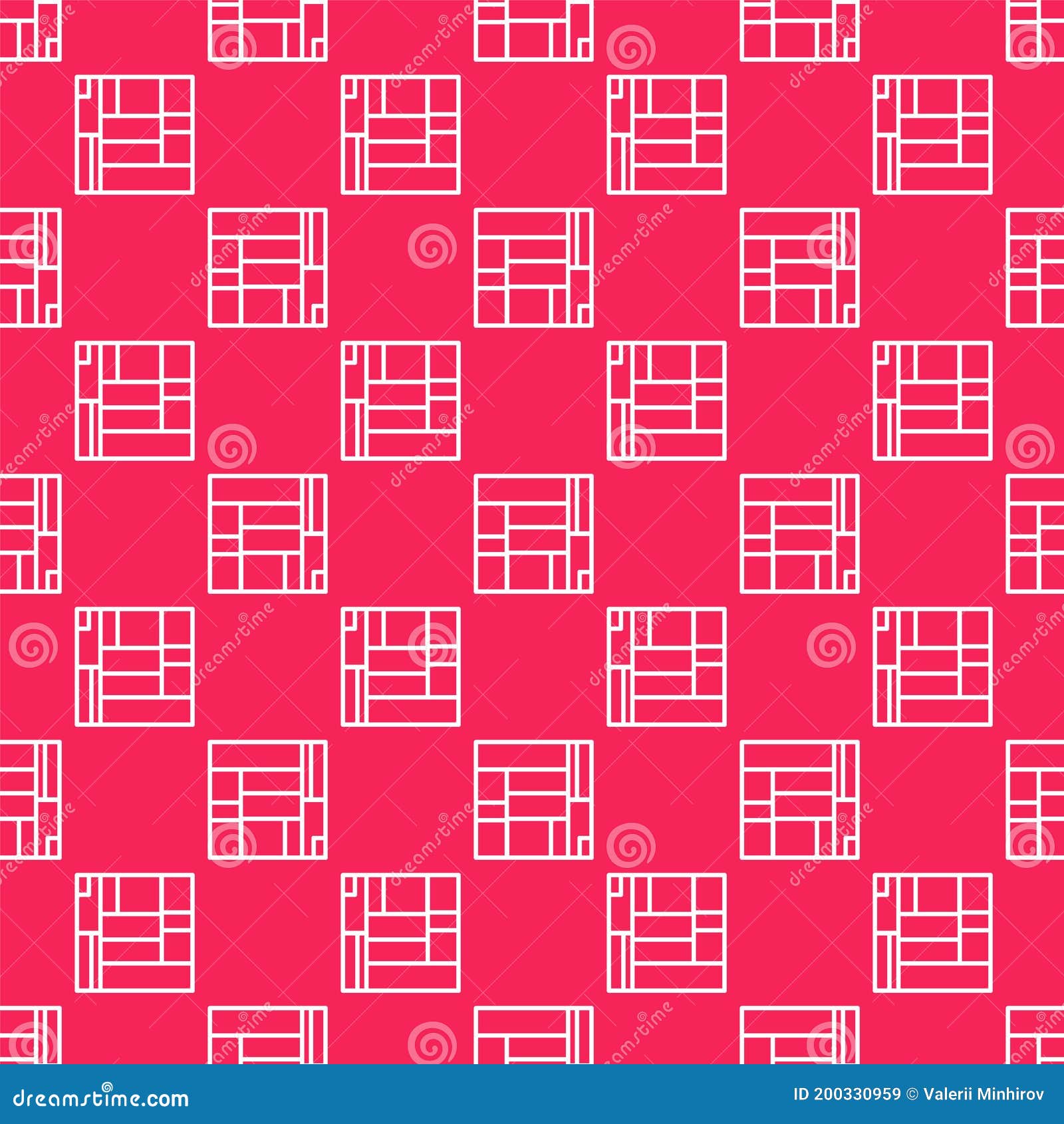 white line house edificio mirador icon  seamless pattern on red background. mirador social housing by mvrdv