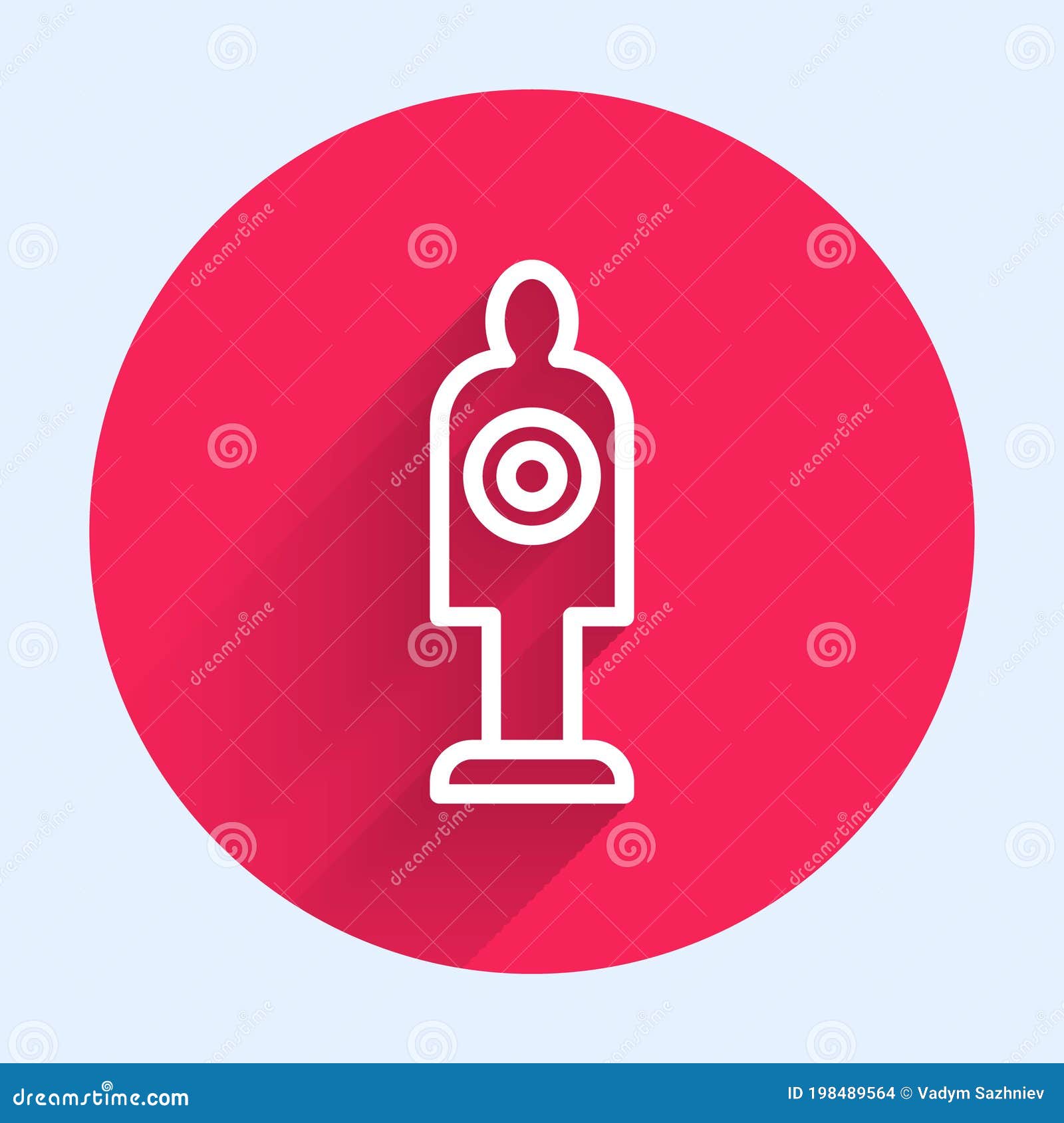 white line human target sport for shooting icon  with long shadow. clean target with numbers for shooting range
