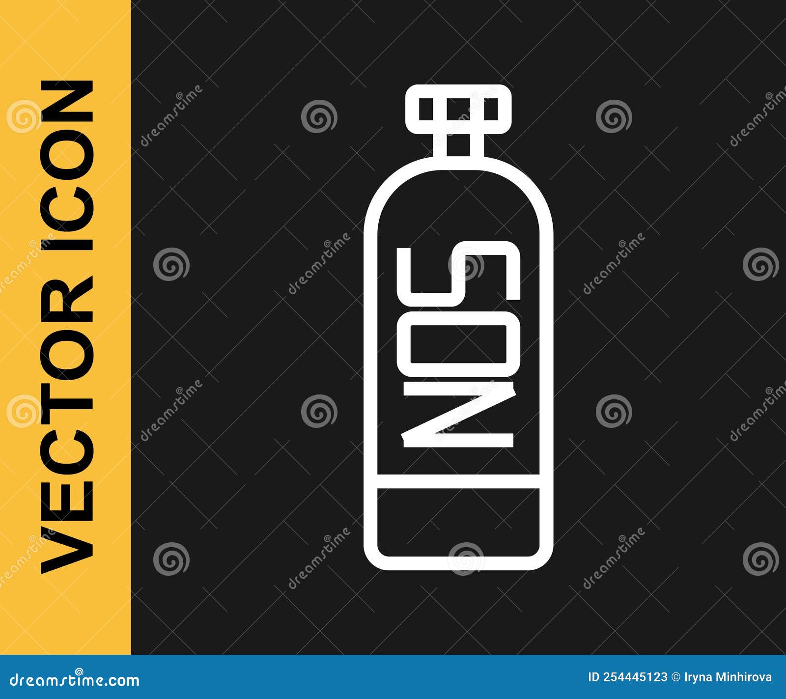 White Line Nitrous Oxide Icon Isolated on Black Background. Vector