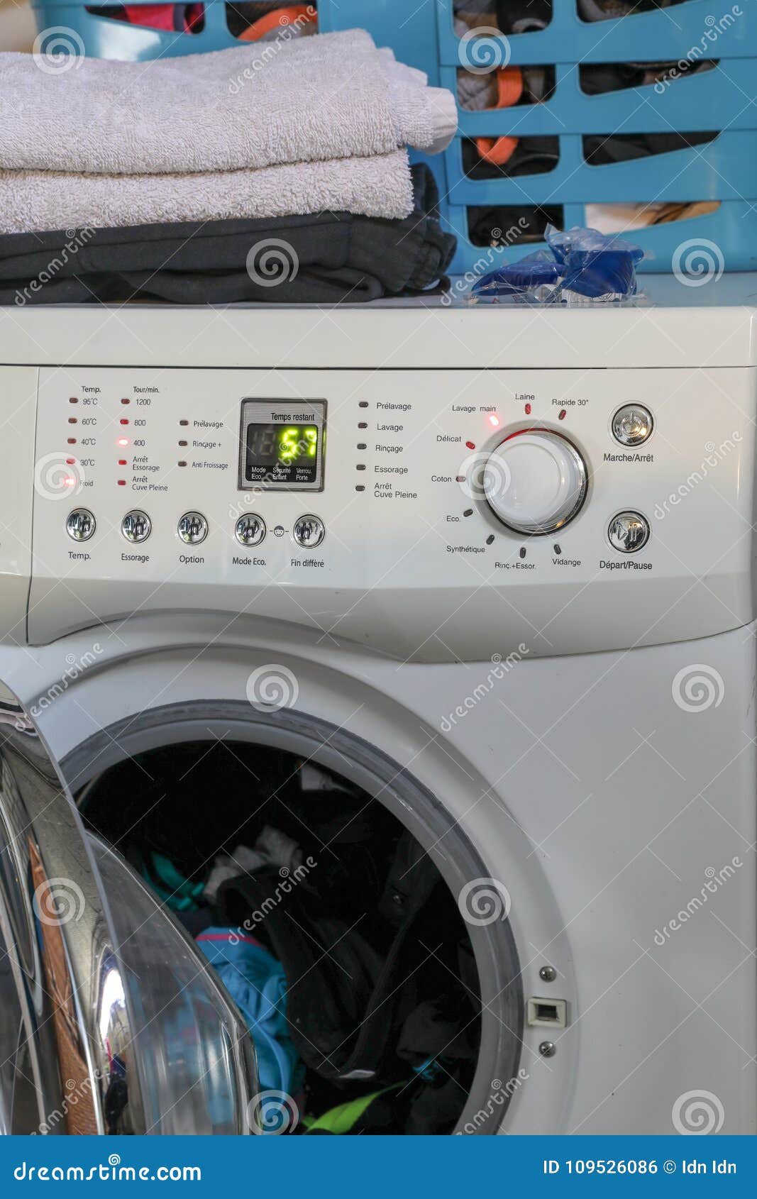 White Linen Washing Machine Stock Photo Image of work, washing 109526086