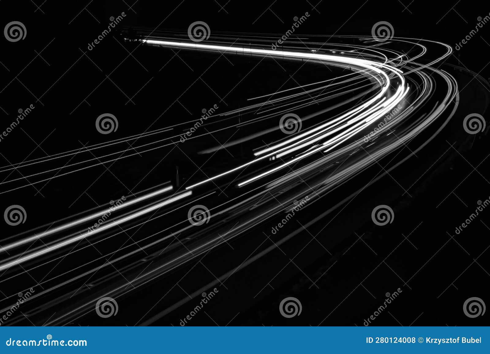 White Lines of Car Lights on Black Background Stock Photo Image of