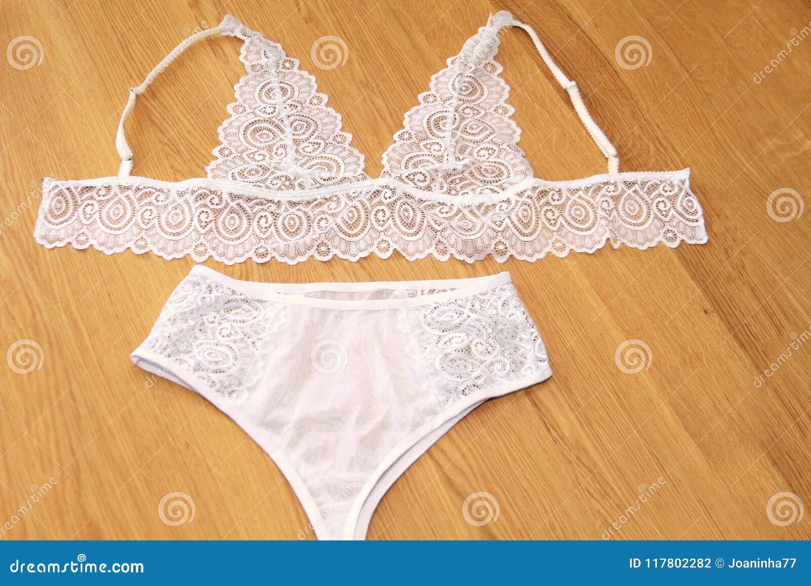 White Lingerie Set. Lacy Underwear Stock Photo - Image of black, decor:  117802282