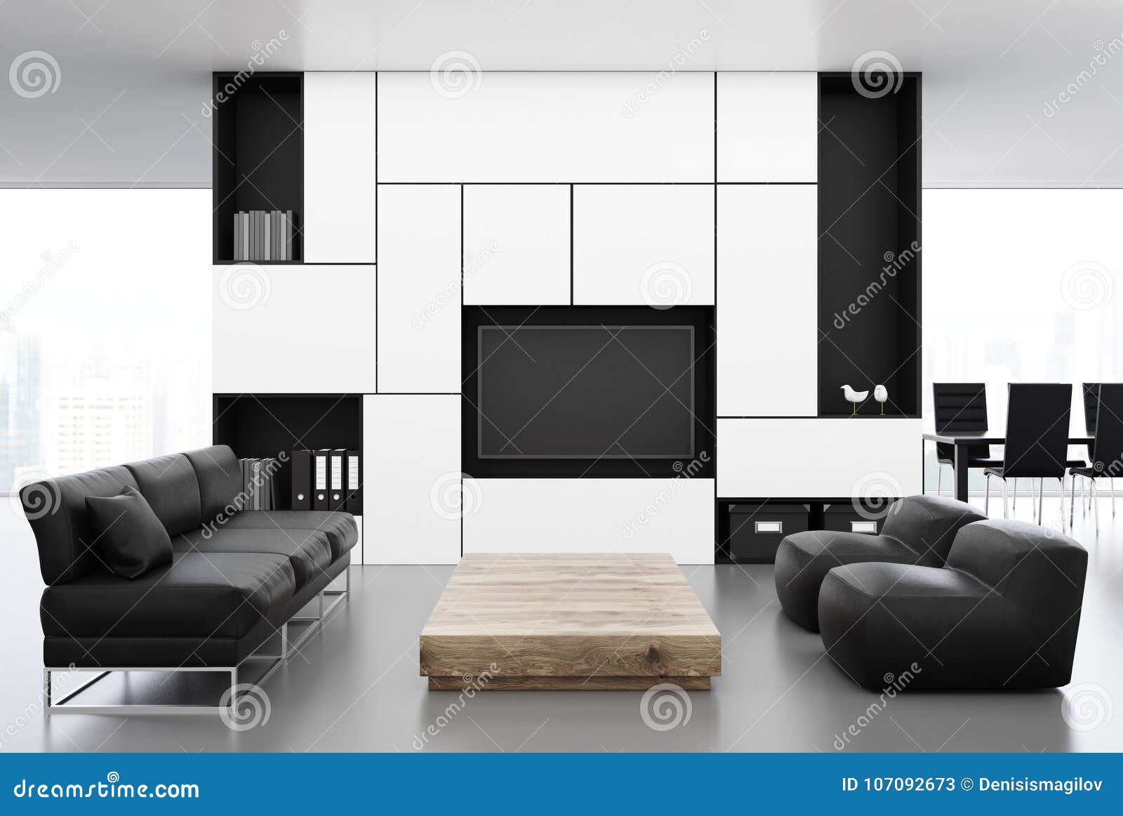 White Living Room With A Black Sofa Front Stock Illustration Illustration Of Canvas Mockup 107092673